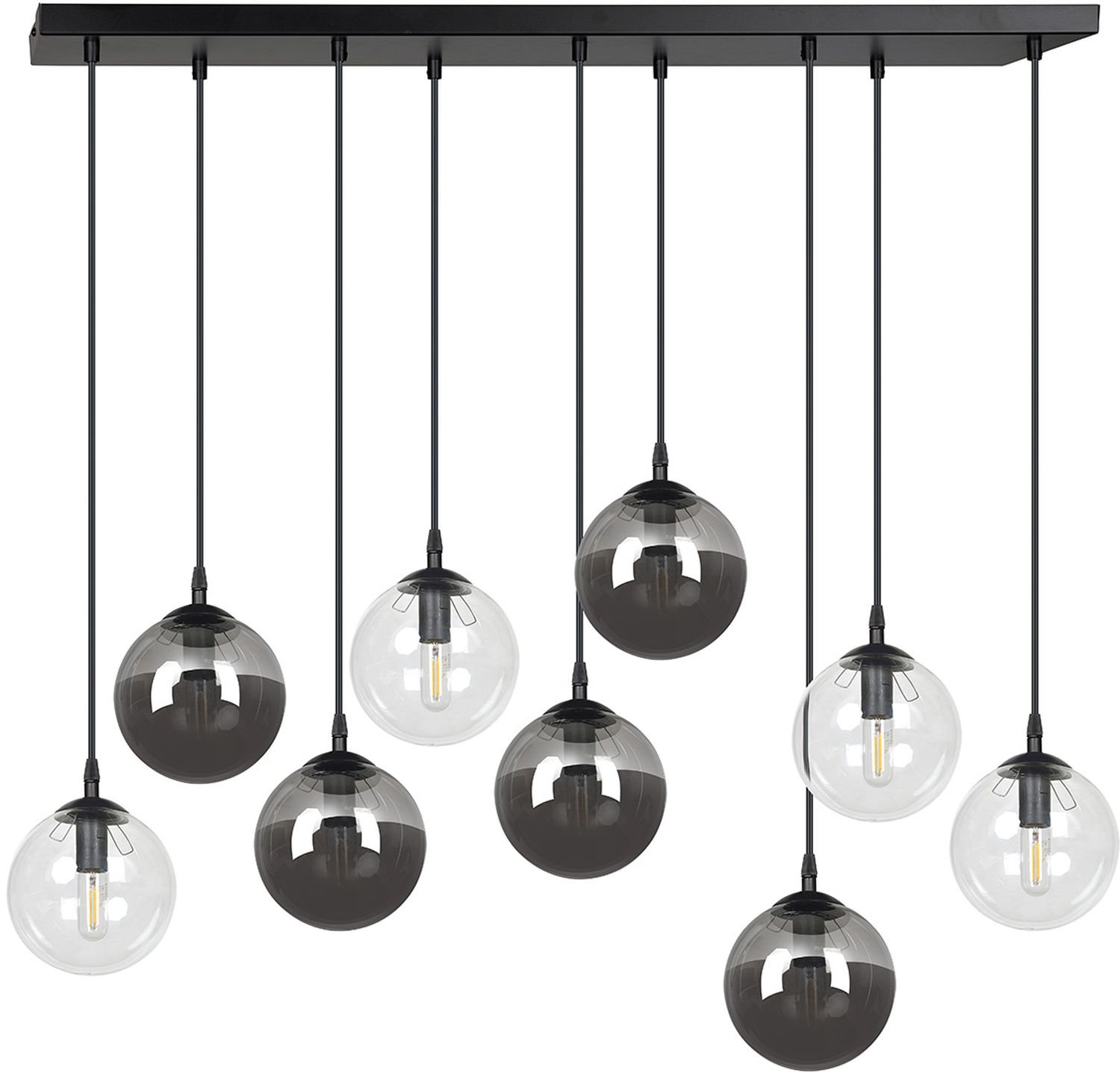 Emibig Cosmo hanglamp x10 W zwart-doorzichtig-grafiet 714/9M2
