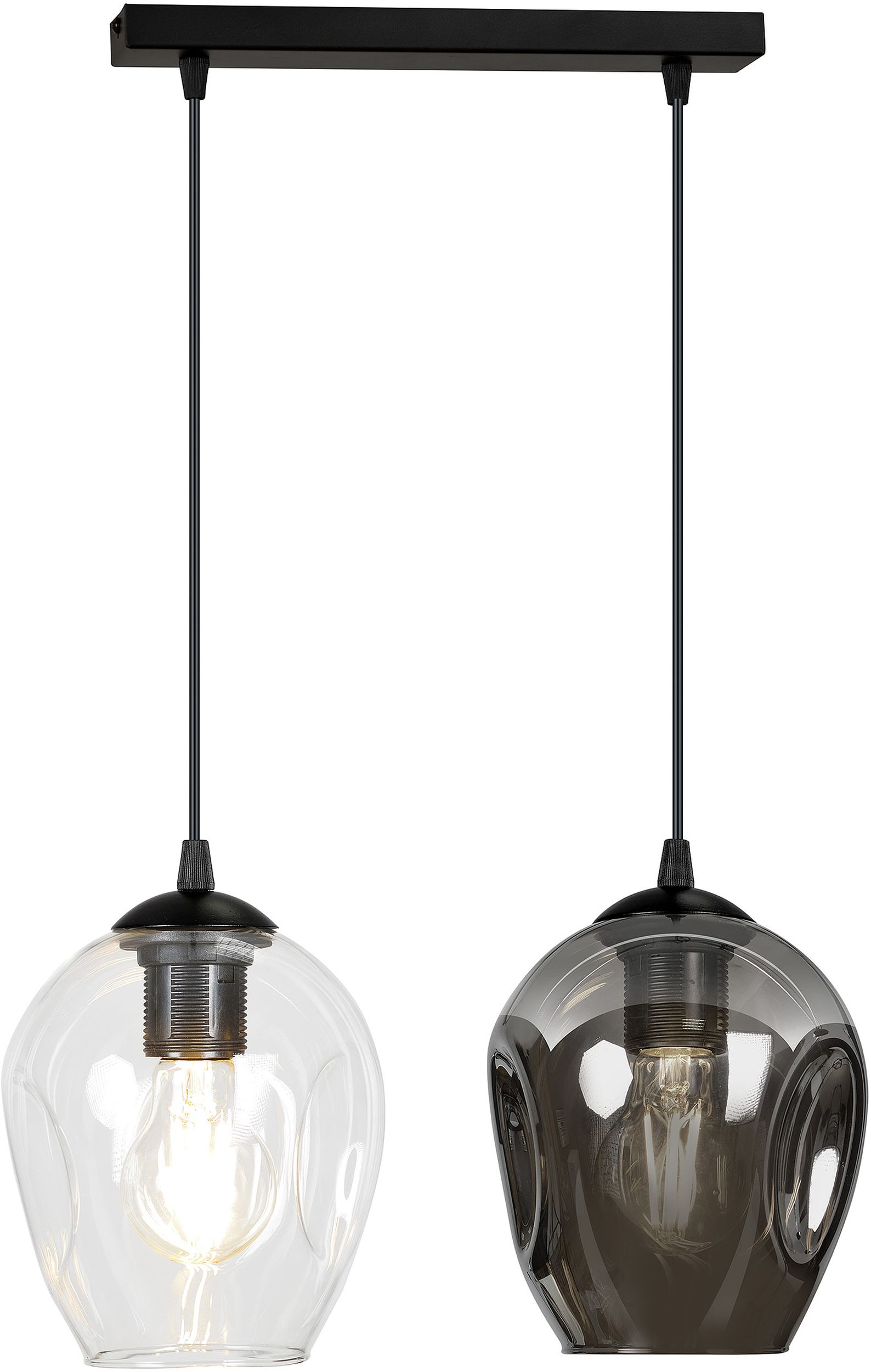 Emibig Istar hanglamp 2x15 W zwart-doorzichtig-grafiet 682/2