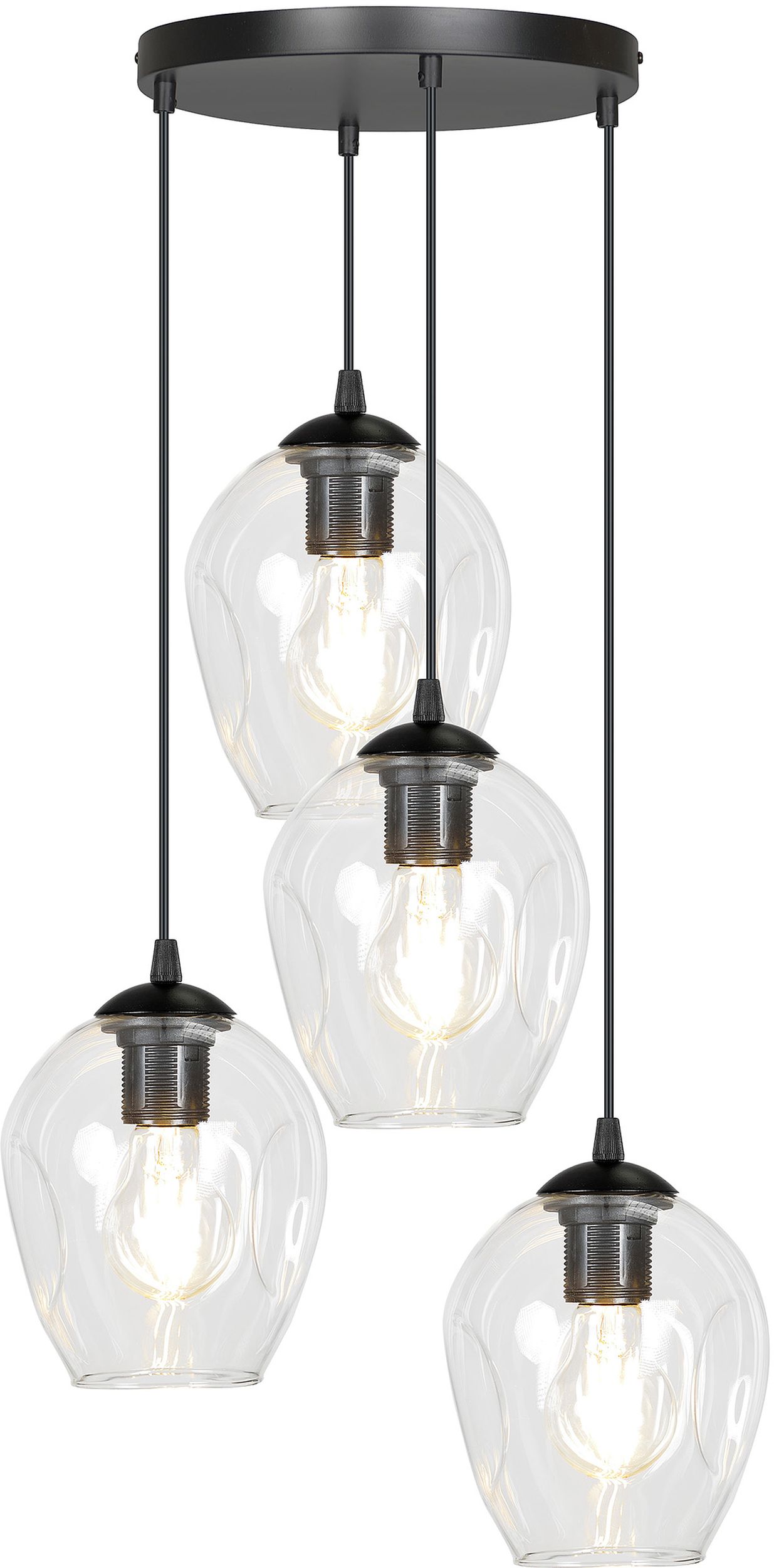 Emibig Istar hanglamp 4x15 W zwart-doorzichtig 679/4PREM