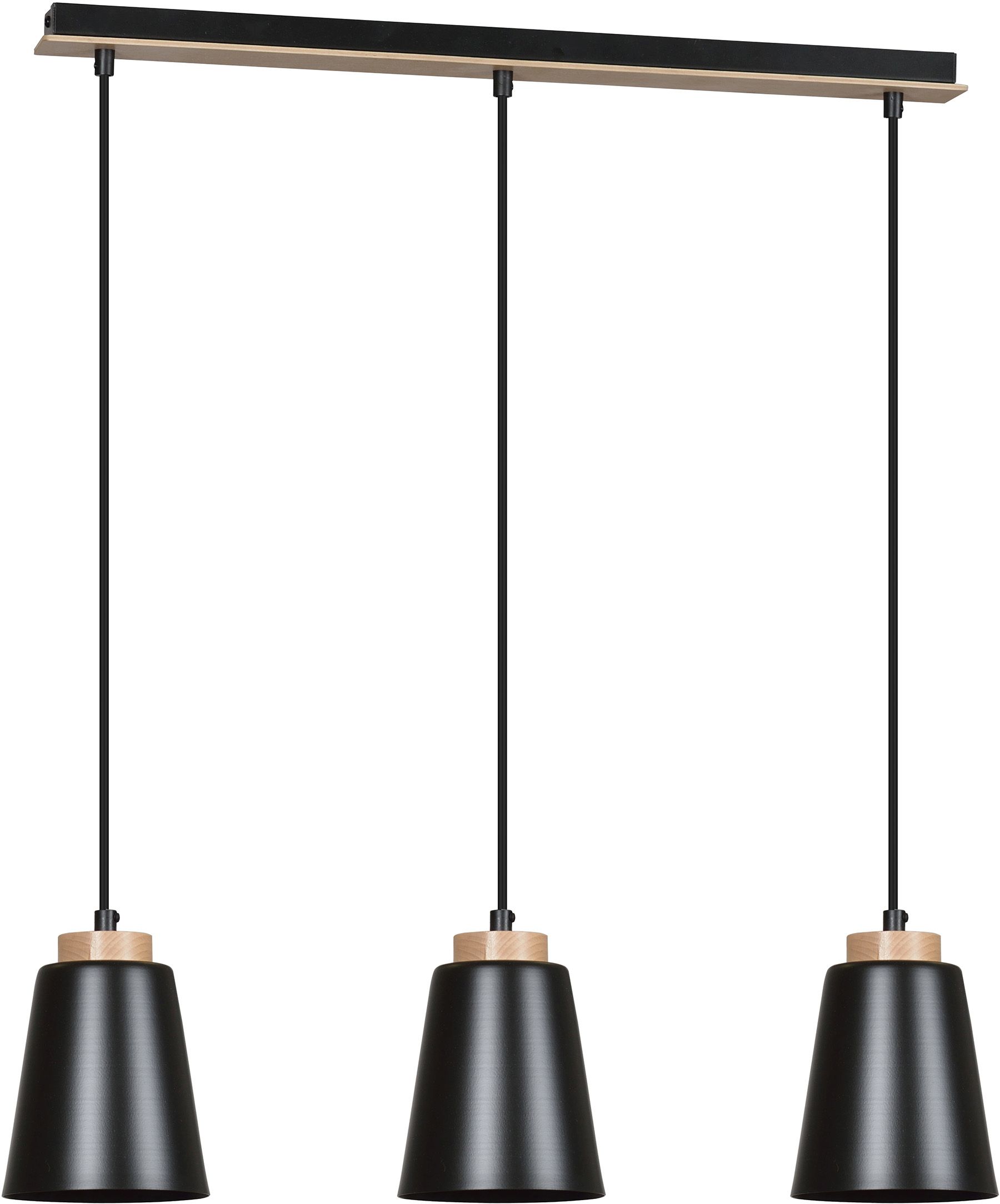 Emibig Bolero hanglamp 3x15 W zwart-hout 442/3
