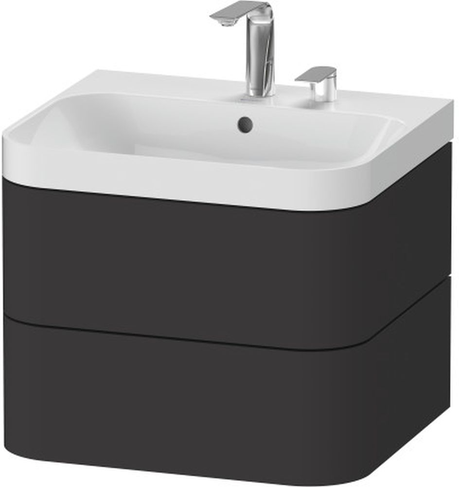 Duravit Happy D.2 wastafel met kast 57.5 cm grafiet HP4345N8080