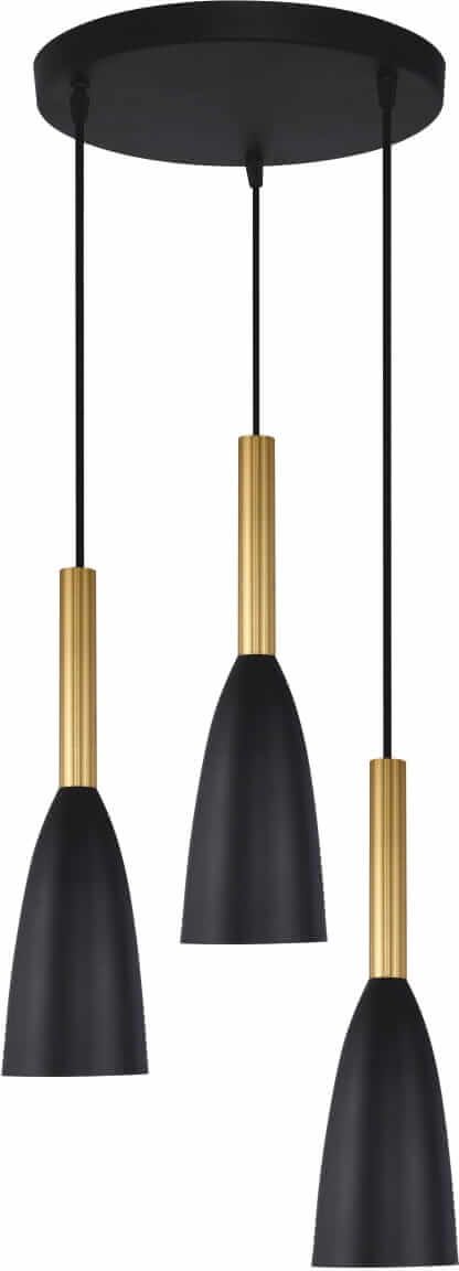 Light Prestige Solin hanglamp 3x60 W zwart-gouden LP-181/3PBK/GD