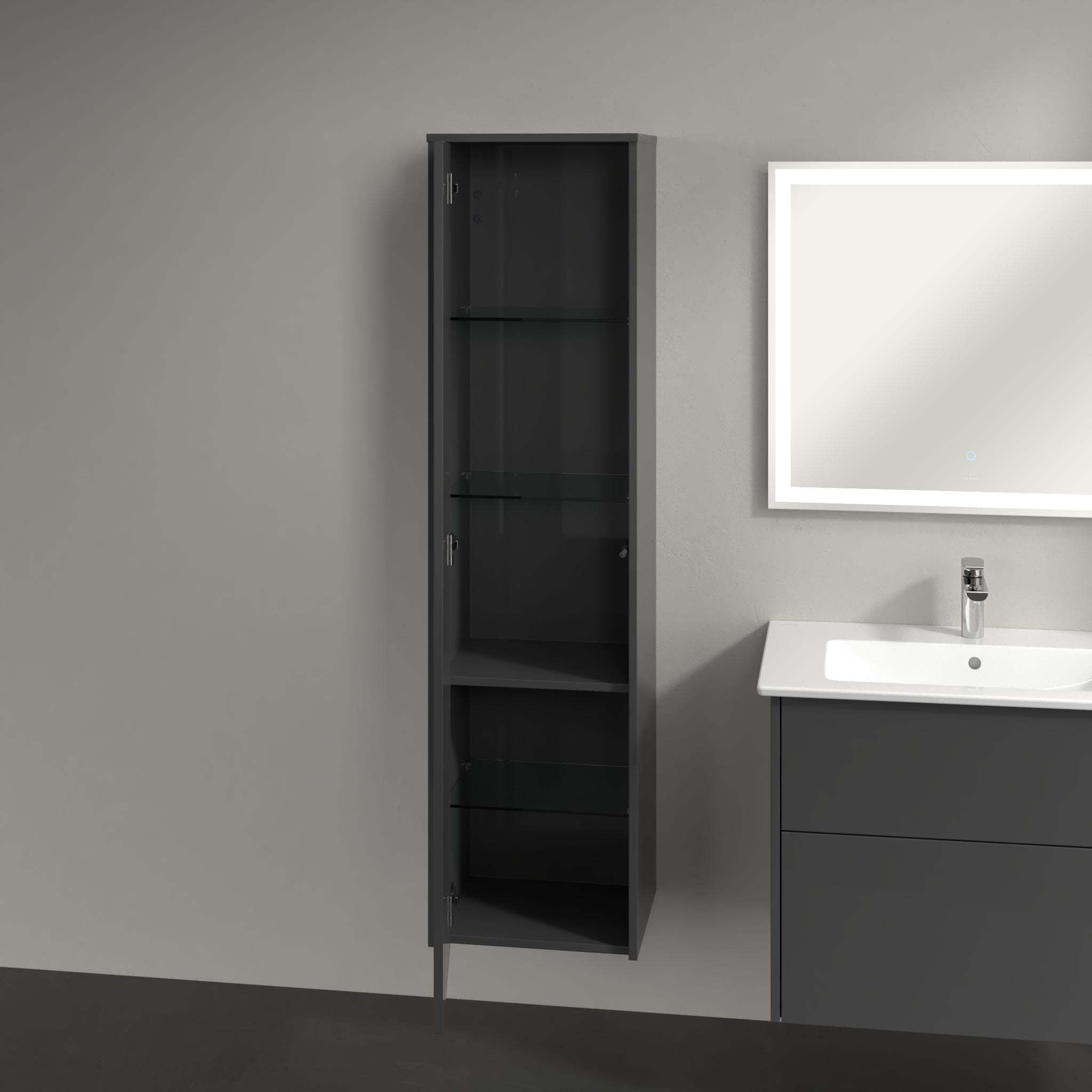 Villeroy & Boch Finero kast 40x35x155 cm hangend langs de zijkant grijs C53200FP