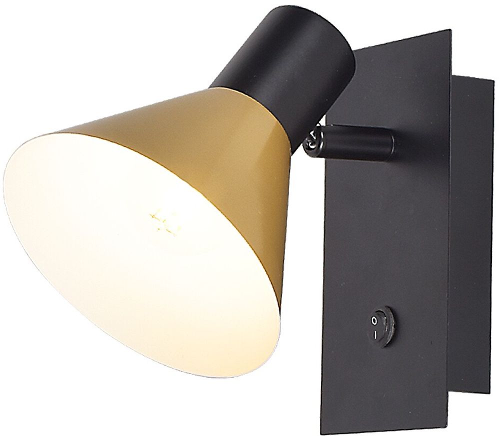 Rabalux Alvaro wandlamp 1x40 W zwart-gouden 3157
