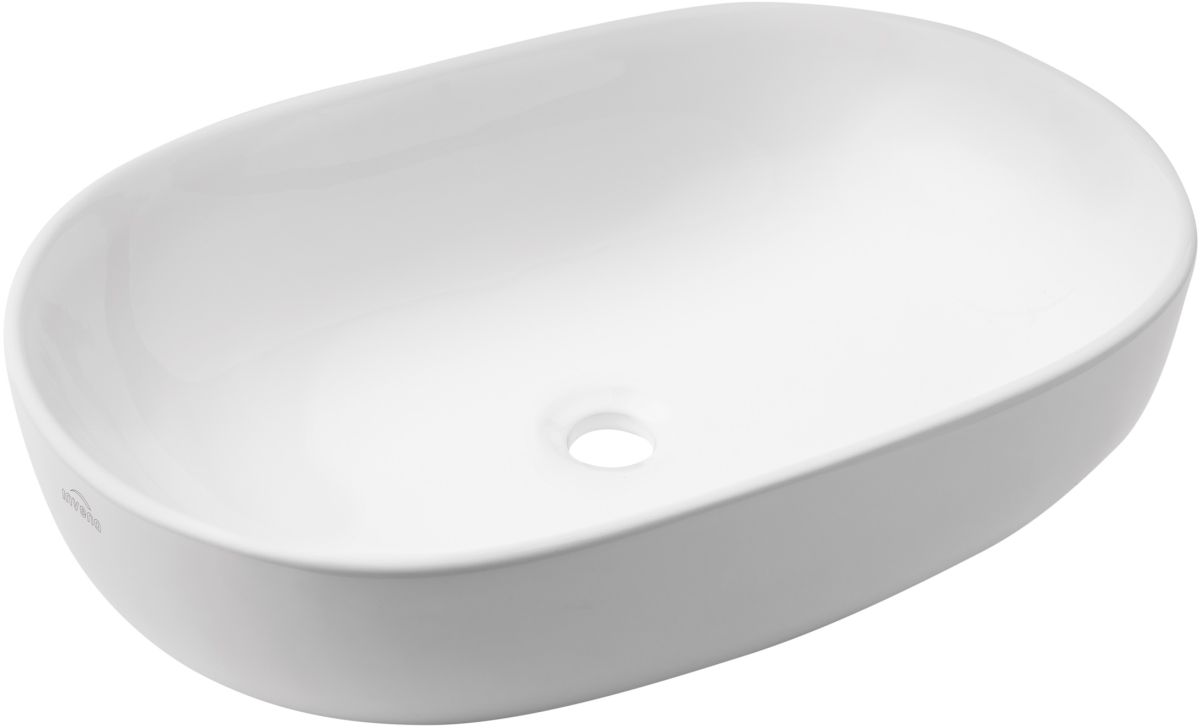 Invena Korfu wastafel 60x42 cm ovaal opbouw wit glans CE-34-001