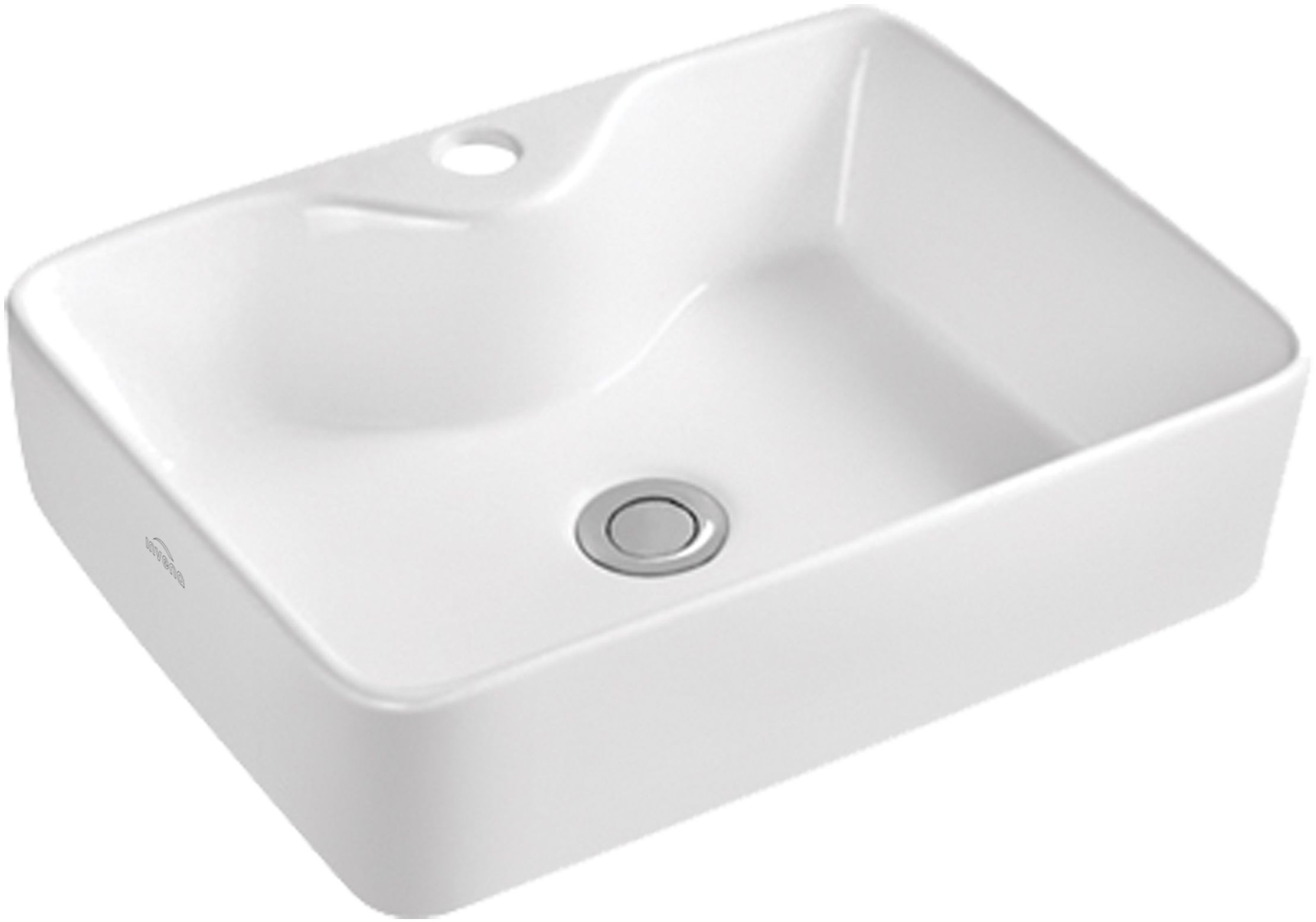 Invena Patras wastafel 49x38 cm rechthoekig opbouw wit glans CE-46-001