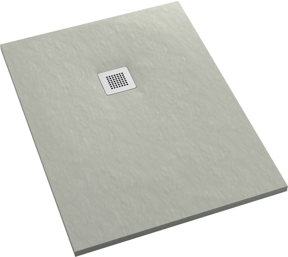 Schedpol Kalait Cement Stone rechthoekige douchebak + afdekrooster 100x70 cm cement 3.3134/CT/ST-M2