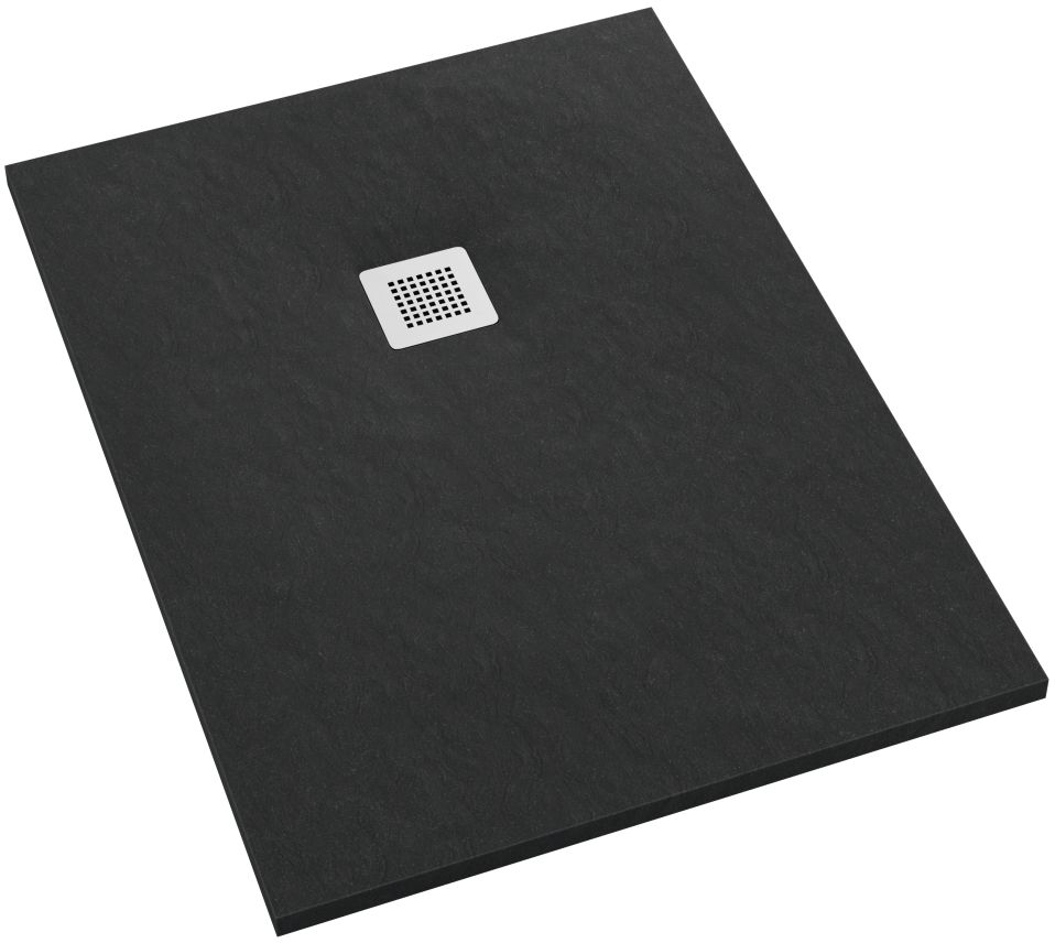 Schedpol Kalait Black Stone rechthoekige douchebak + afdekrooster 90x70 cm zwart 3.3133/C/ST-M2