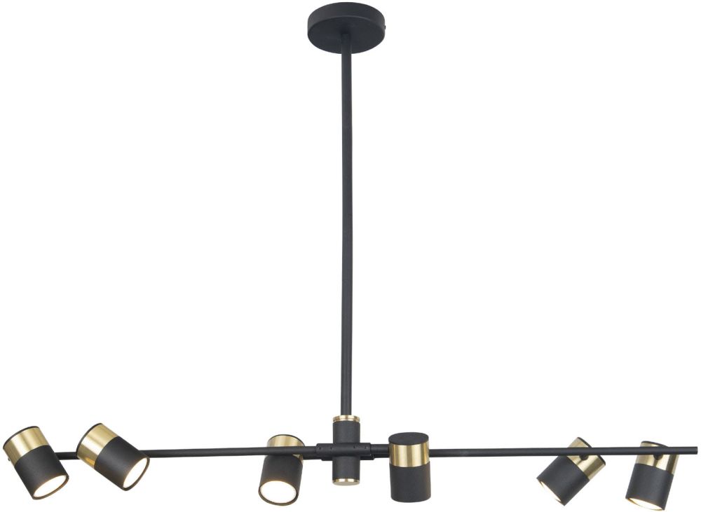 MaxLight Puma plafondlamp 6x5 W zwart-gouden P0409