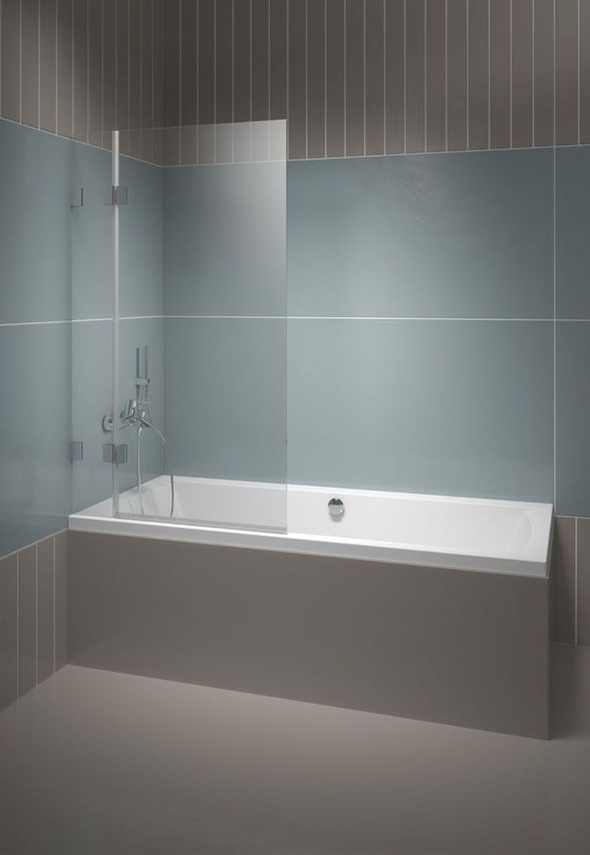 Riho Scandic badscherm 85 cm tweedelig chroom glans/helder glas G001143120