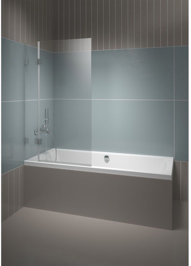 Riho Scandic badscherm 95 cm tweedelig chroom glans/helder glas G001147120