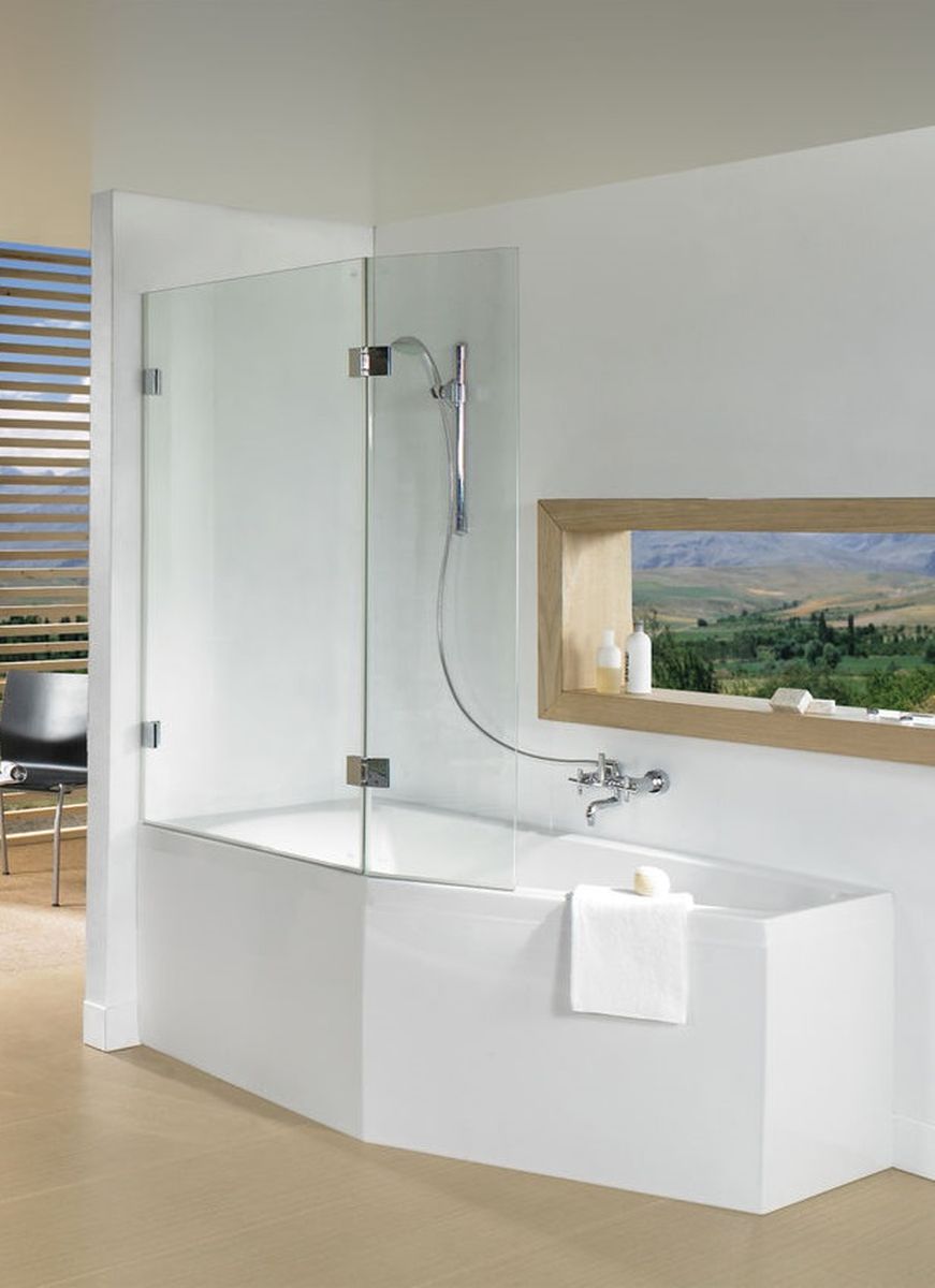 Riho Scandic badscherm 117.5 cm tweedelig zwart mat/helder glas G001163121