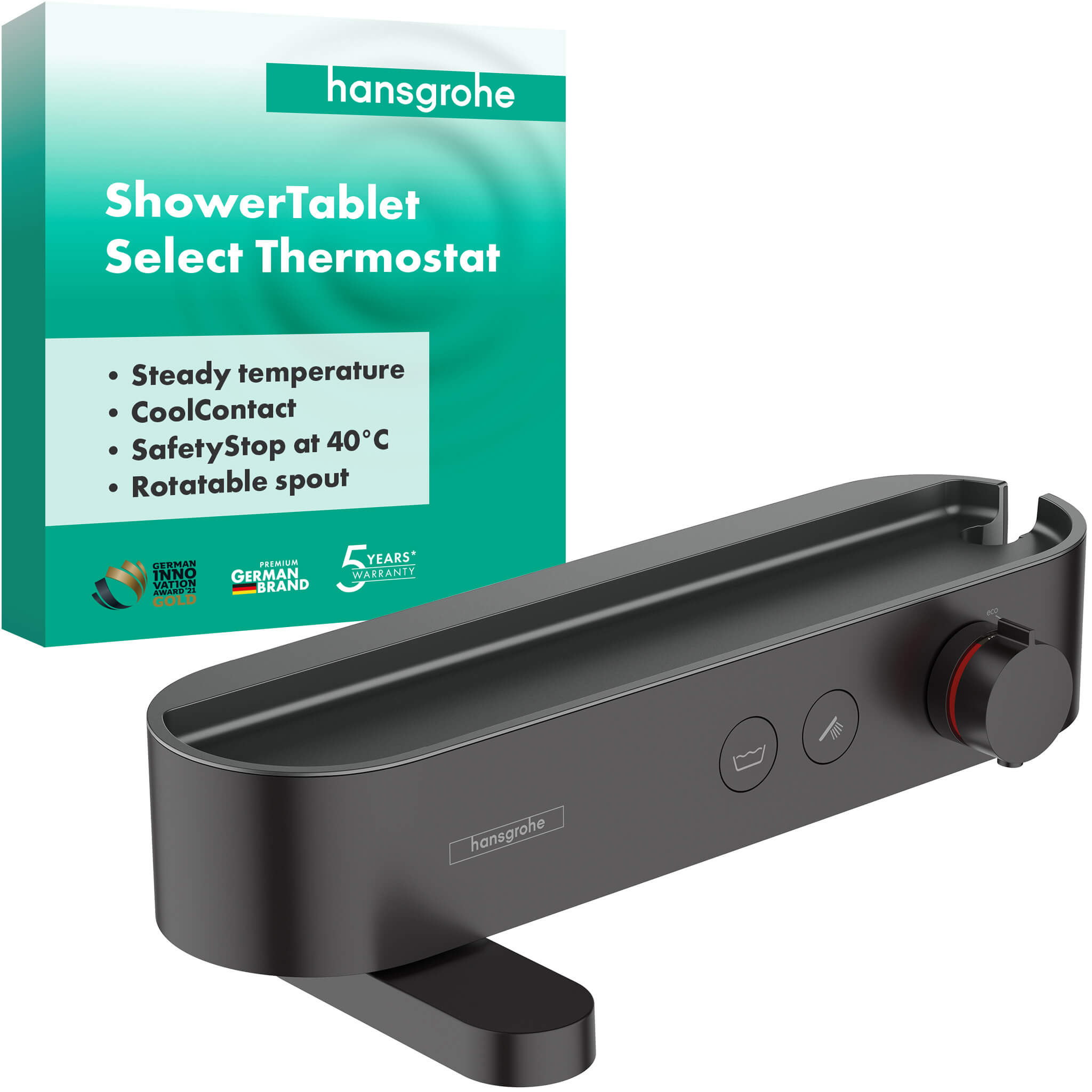 Hansgrohe ShowerSelect bad- en douchekraan wand met thermostaat zwart 24340670