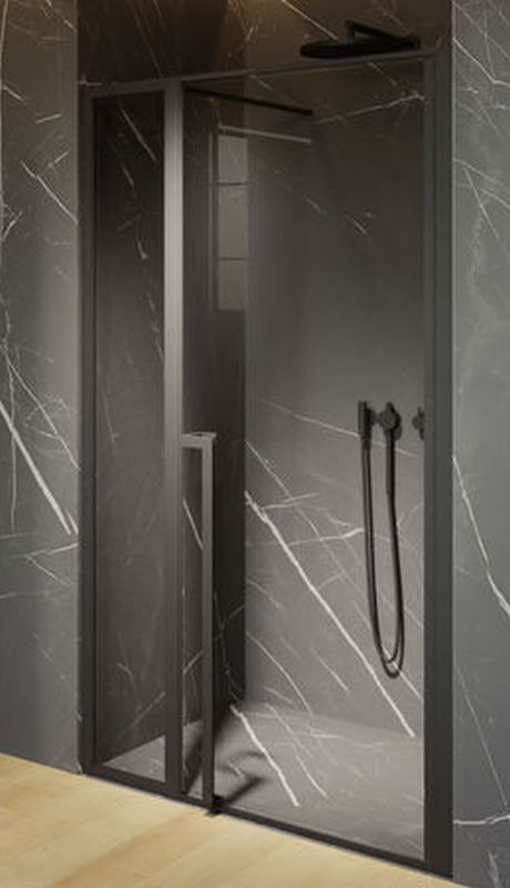Riho Lucid douchedeur 120 cm kantelbaar zwart mat/helder glas G005005121
