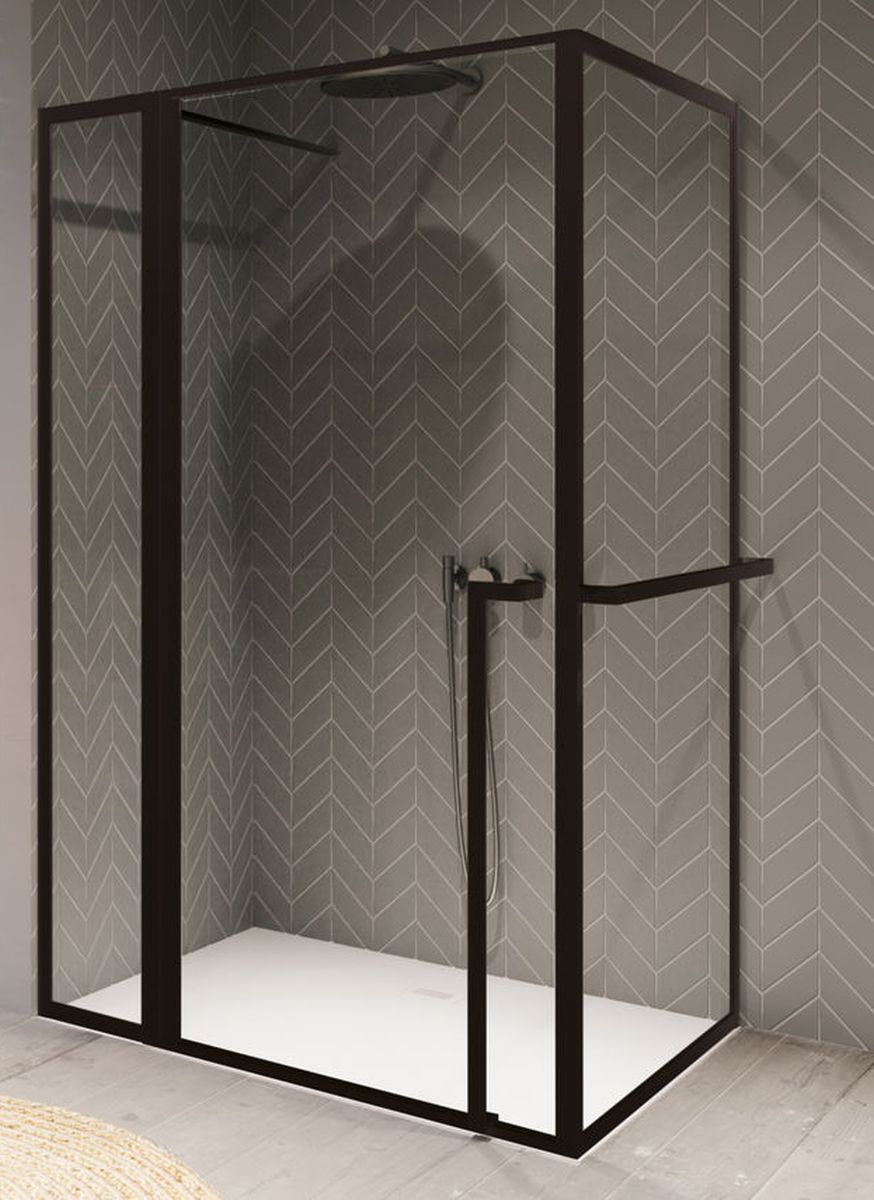 Riho Lucid douchecabine 110x90 cm rechthoekig zwart mat/helder glas G005017121