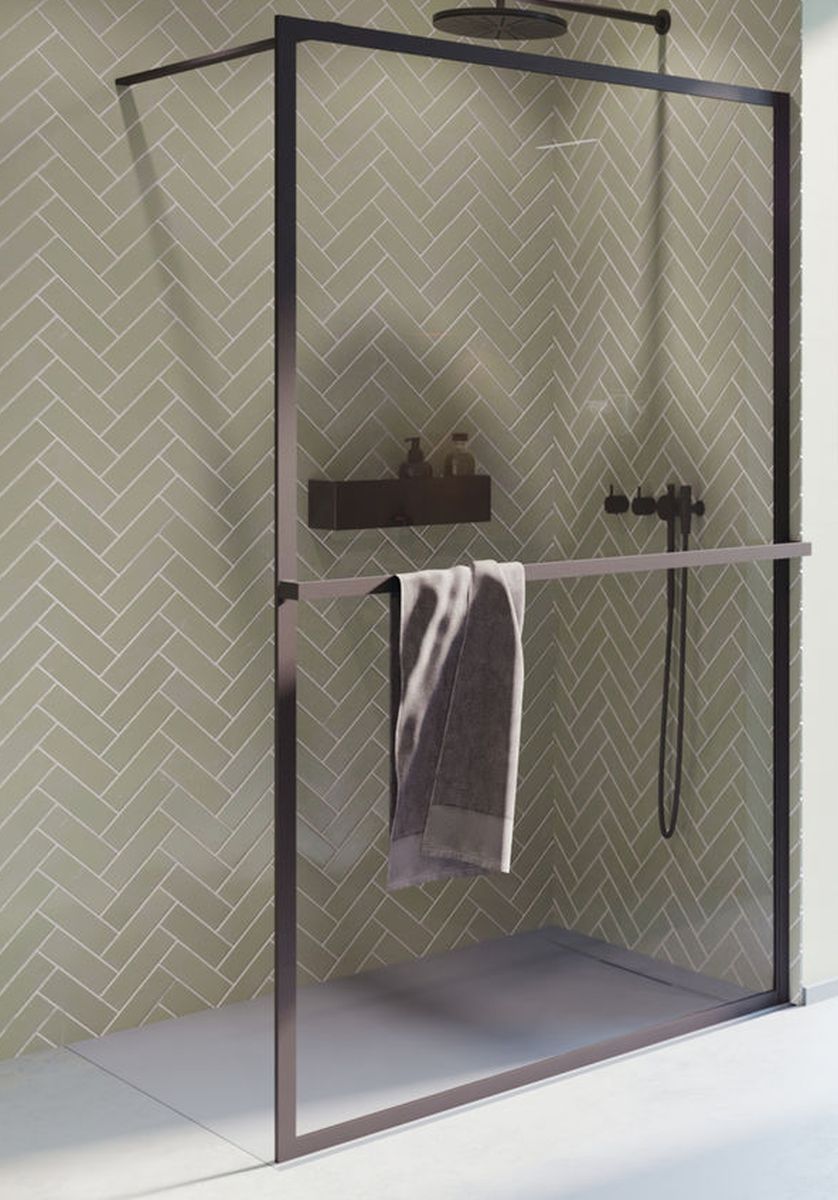 Riho Lucid douchewand 100 cm zwart mat/helder glas G005026121