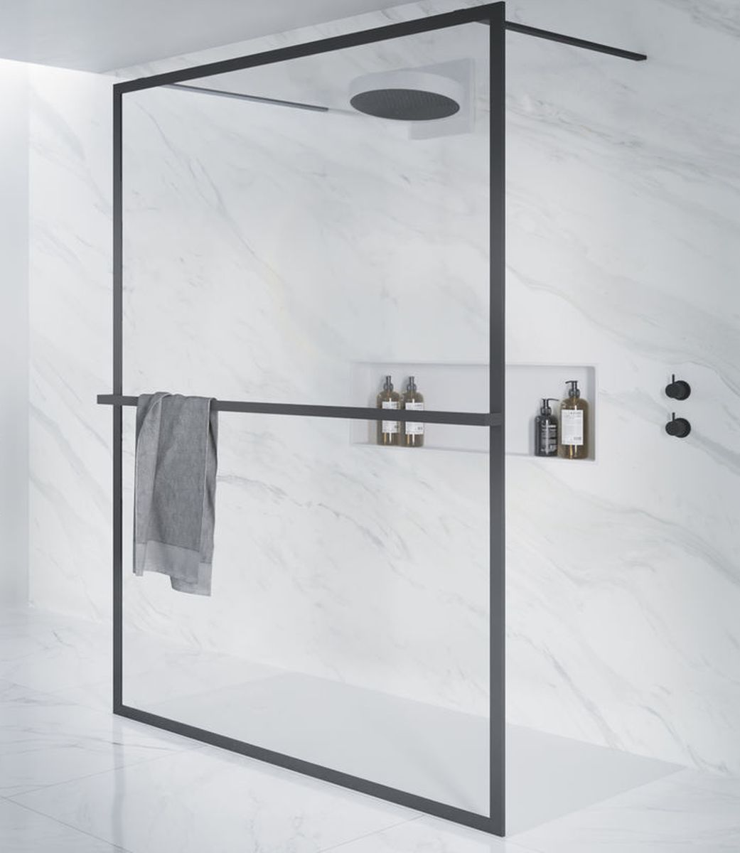 Riho Lucid douchewand 90 cm zwart mat/helder glas G005029121