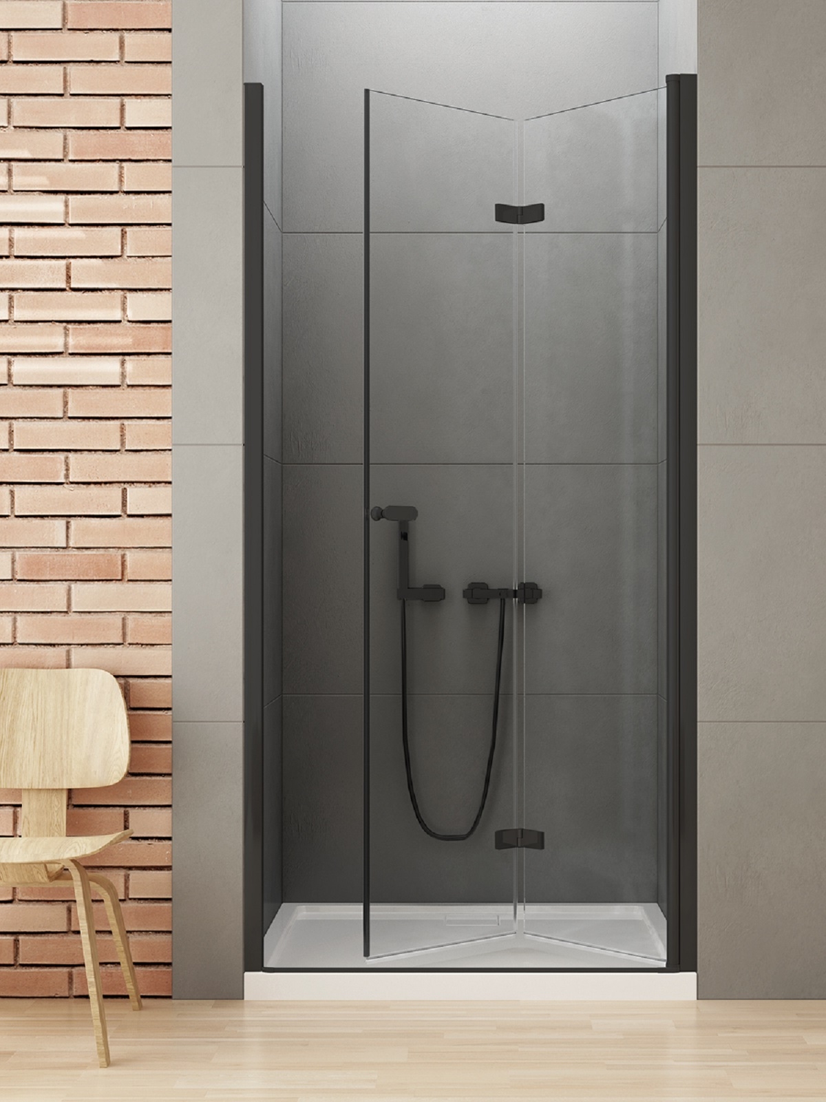 New Trendy New Soleo Black douchedeur 120 cm vouwbaar zwart mat/helder glas D-0228A