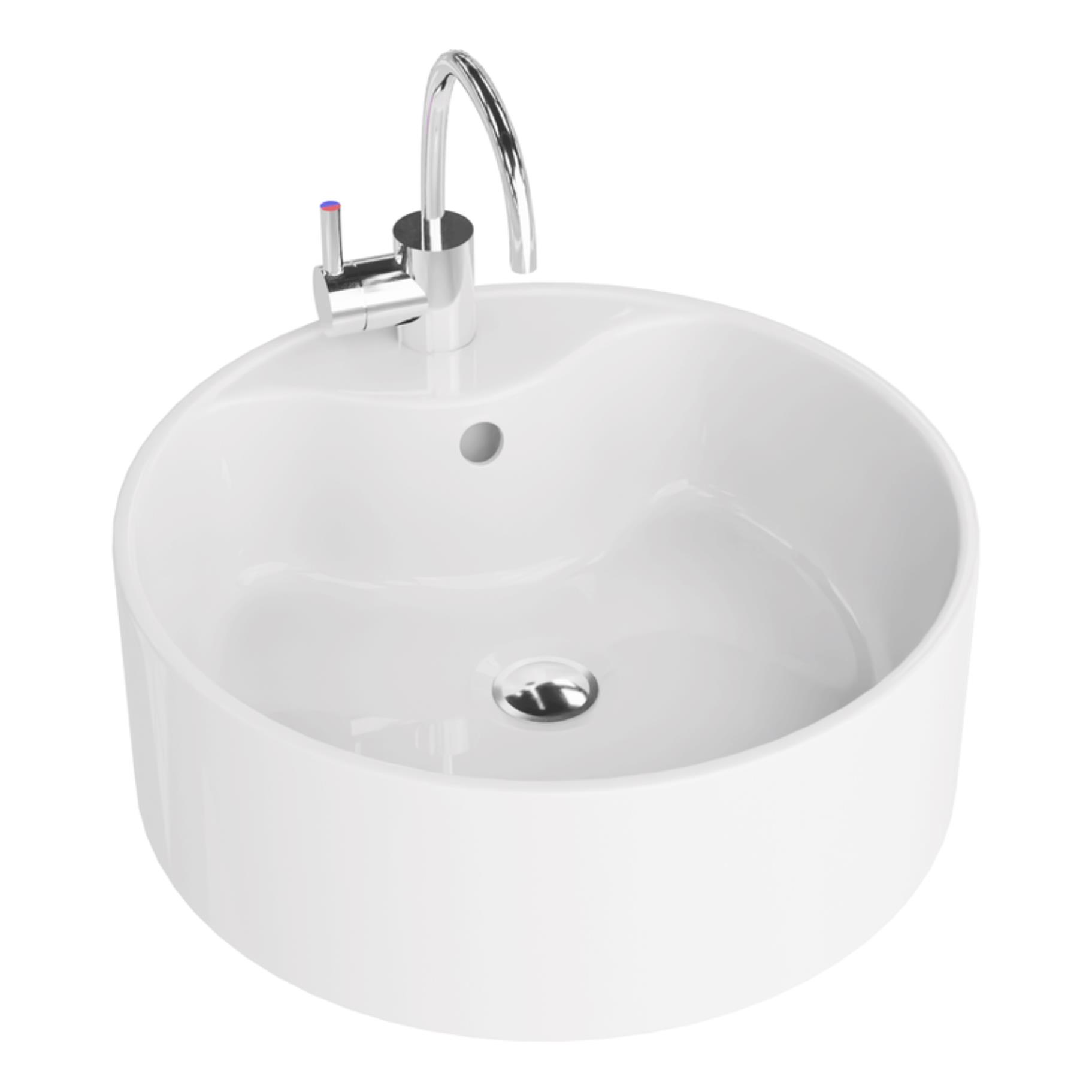 LaVita Teneryfa wastafel 41x41 cm rond opbouw wit glans 5908211470849
