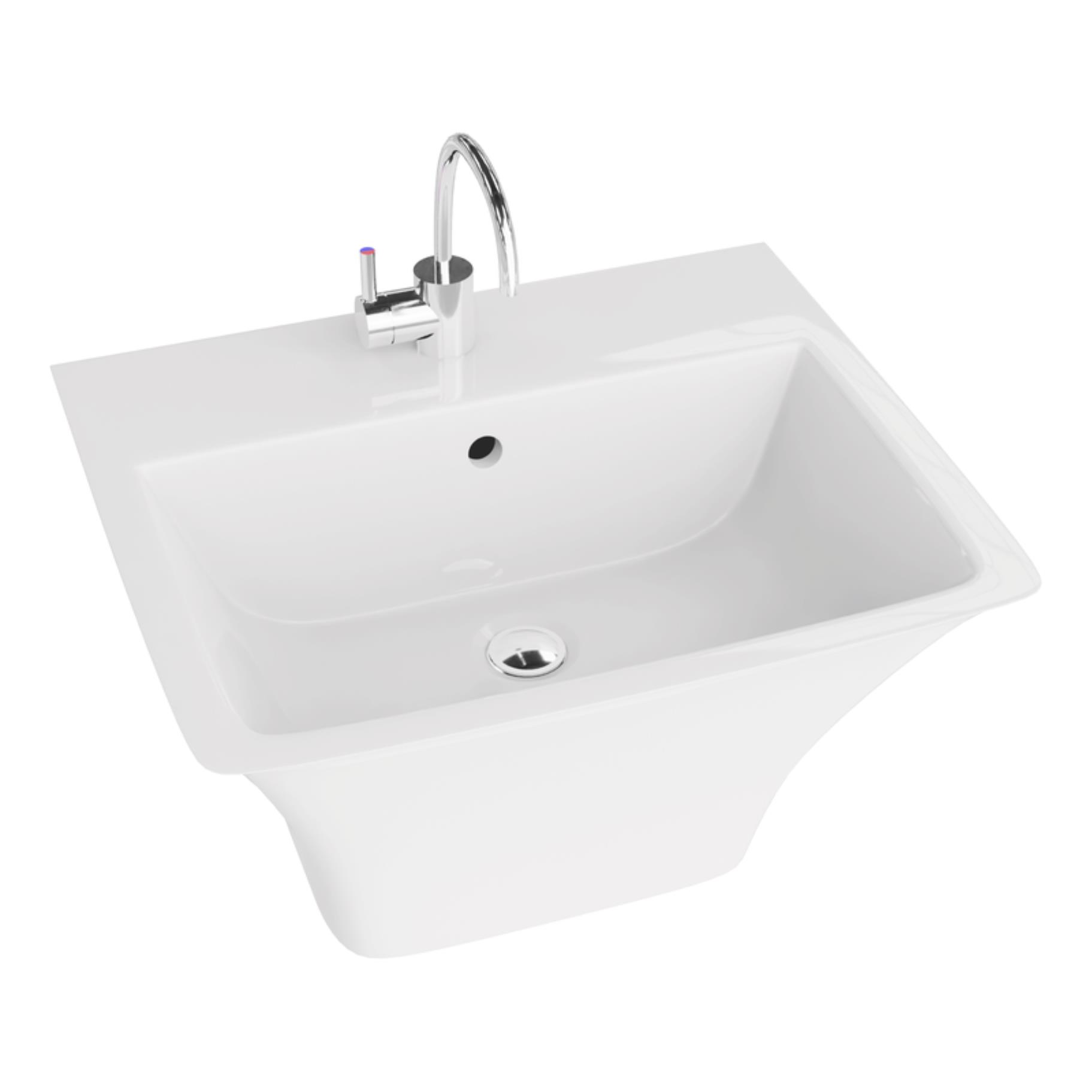 LaVita Ribera wastafel 53x44 cm vierkant klassiek wit glans 5900378301653