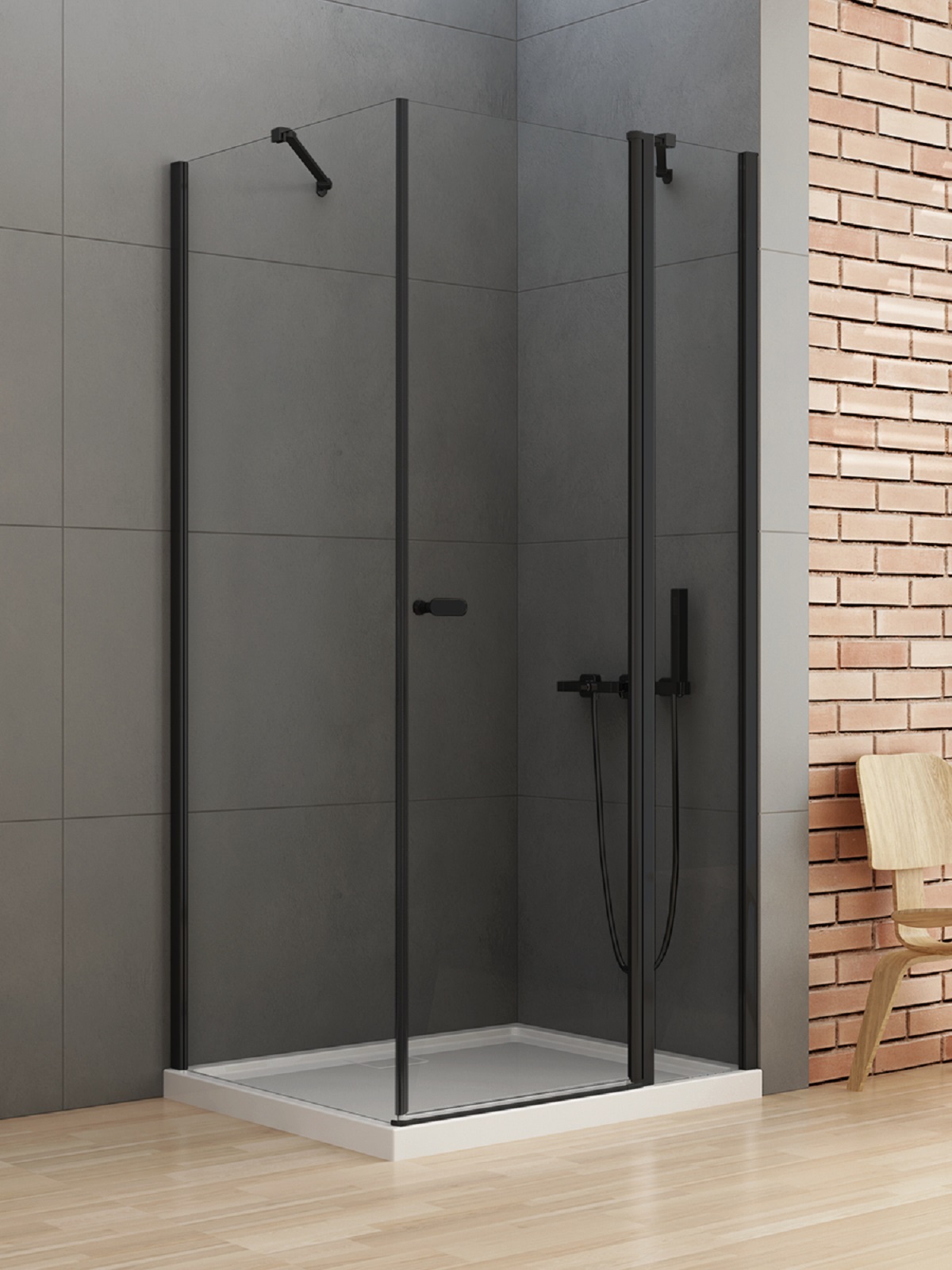 New Trendy New Soleo Black douchecabine 90x70 cm rechthoekig zwart mat/helder glas K-0679