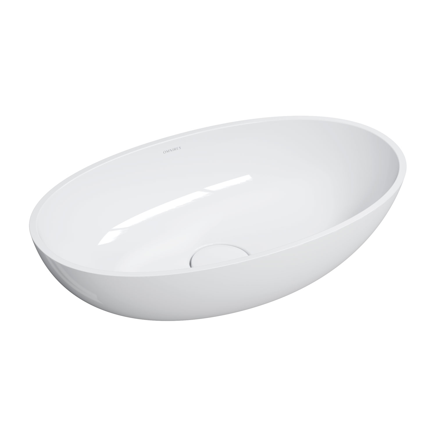 Omnires Shell M+ wastafel 60x35 cm ovaal opbouw wit glans SHELLUNBP