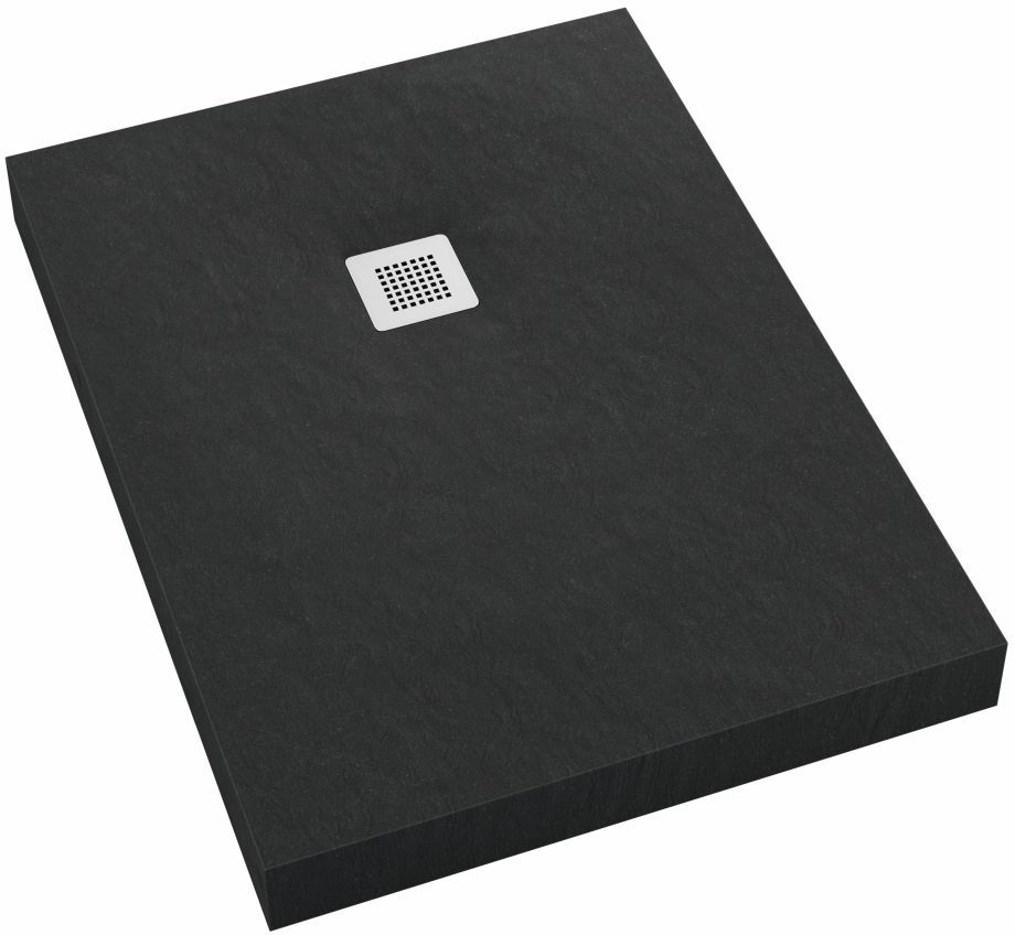 Schedpol New Horizons Black Stone rechthoekige douchebak + afdekrooster 180x90 cm zwart 3.3323/C/ST-M2