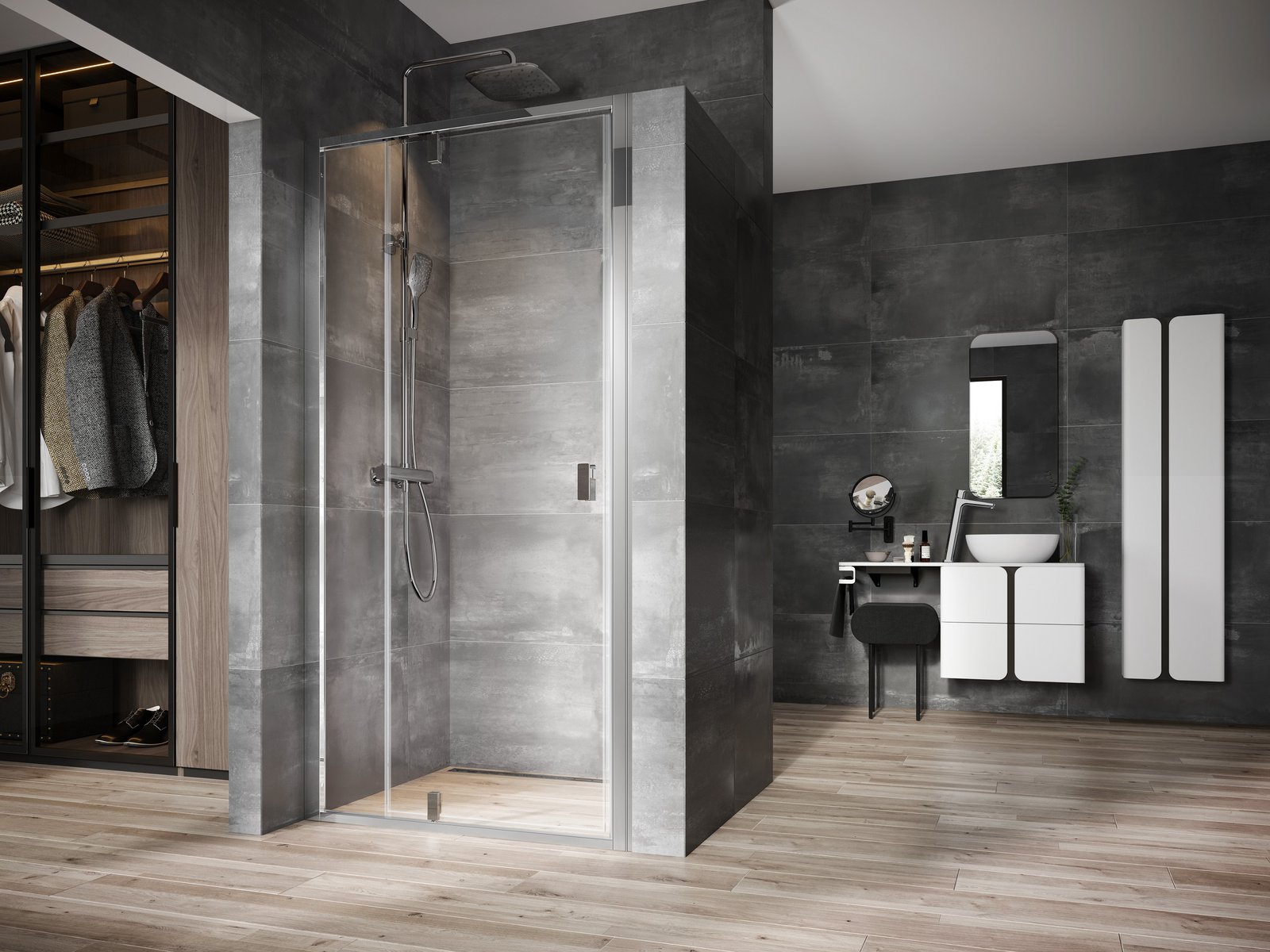 Ravak Nexty douchedeur 110 cm kantelbaar aluminium glans/helder glas 03OD0C00Z1