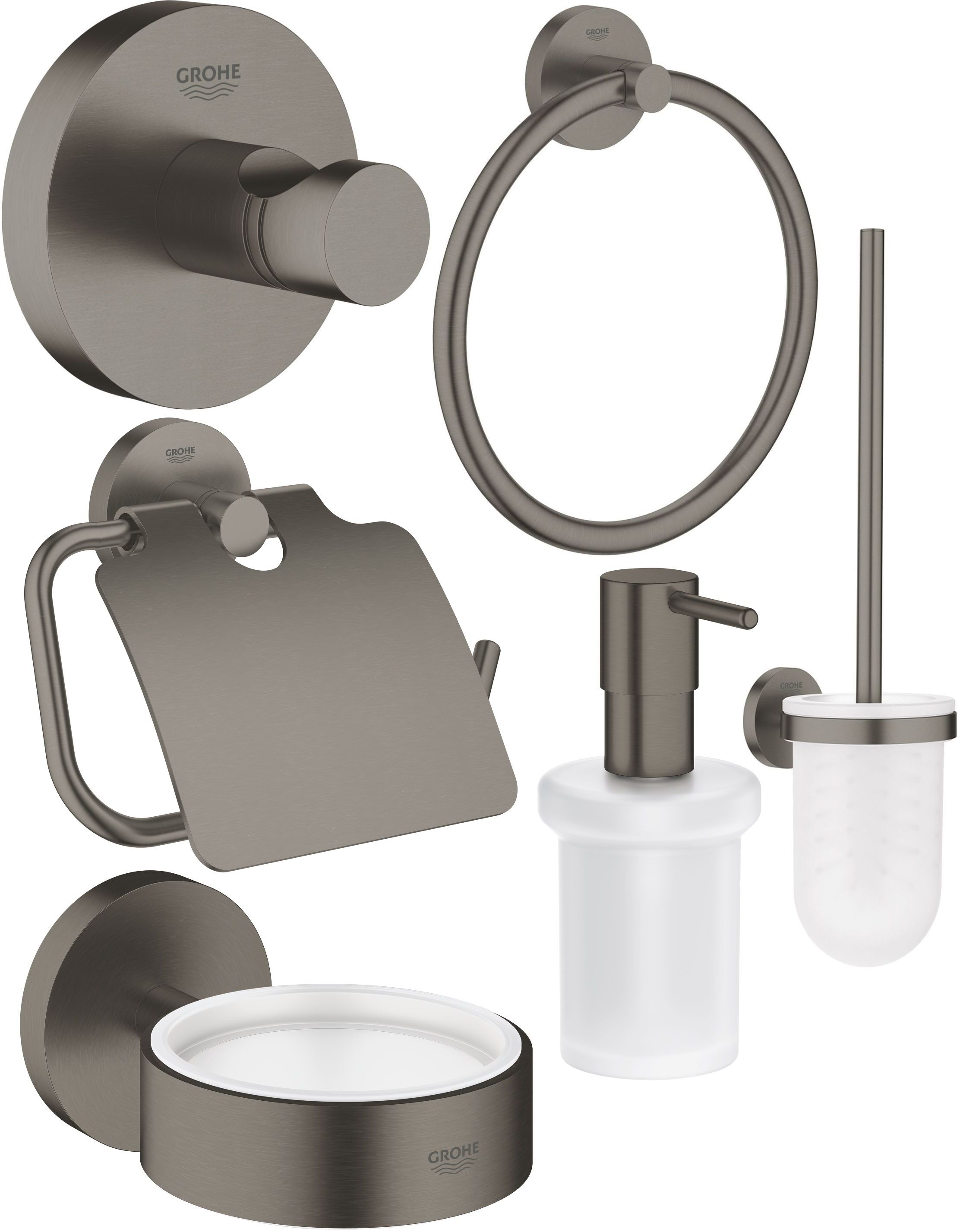 Set toiletborstel Grohe Essentials 40374AL1, toiletpapierhouder Grohe Essentials 40367AL1, 40369AL1, 40365AL1, 40394AL1, 40364AL1