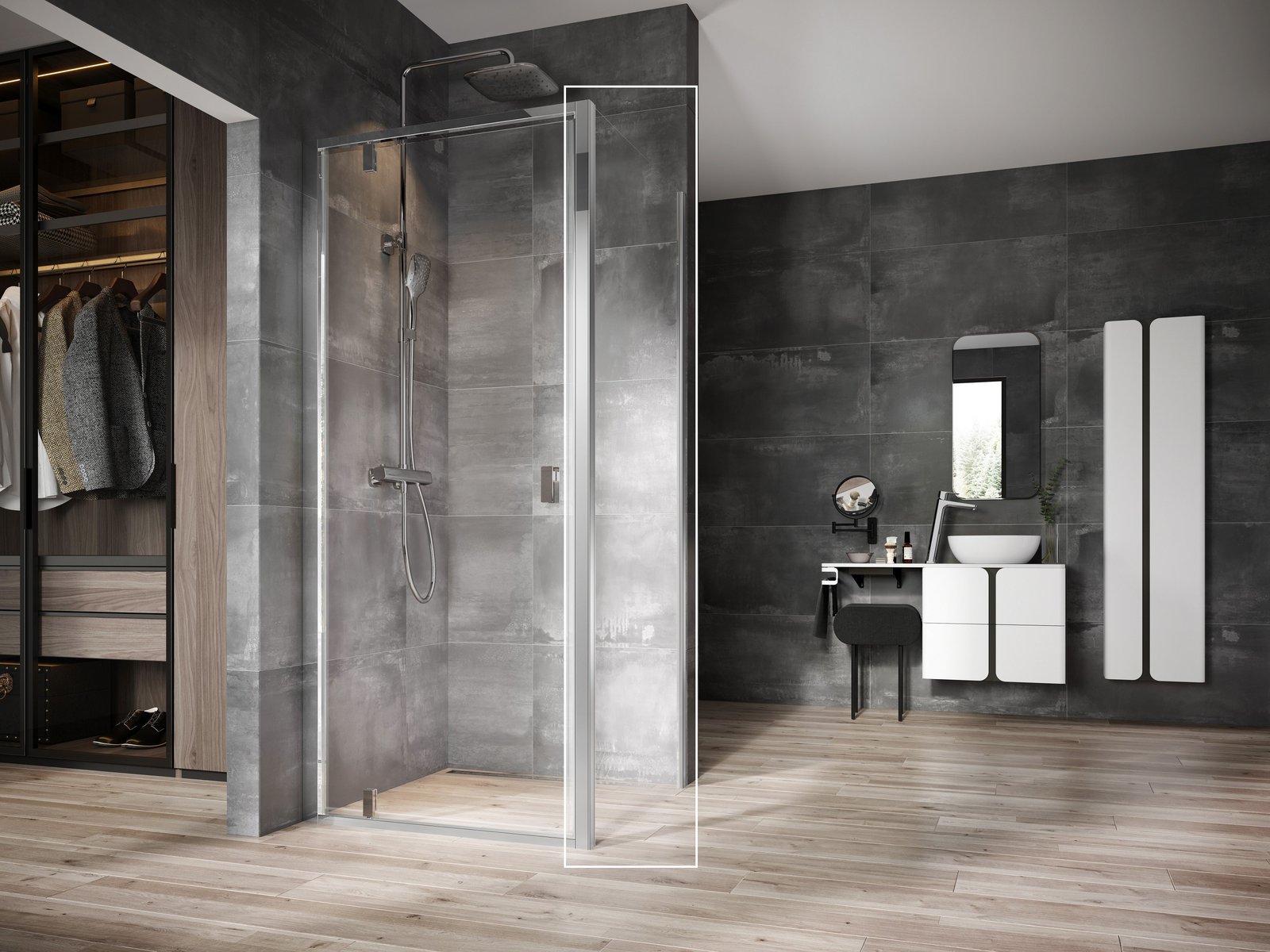 Ravak Nexty douchewand 100 cm aluminium glans/helder glas 90OA0C00Z1