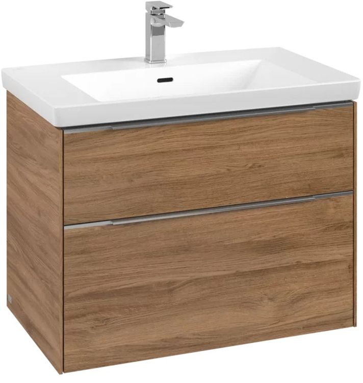 Villeroy & Boch Subway 3.0 kast 77.2x46.2x57.6 cm hangend onder de wastafel eik C57400RH