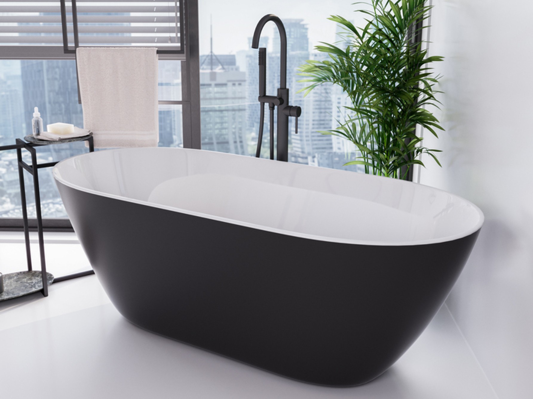 Besco Moya vrijstaand bad 159x68.4 cm ovaal tweekleurig #WMD-160-WGR