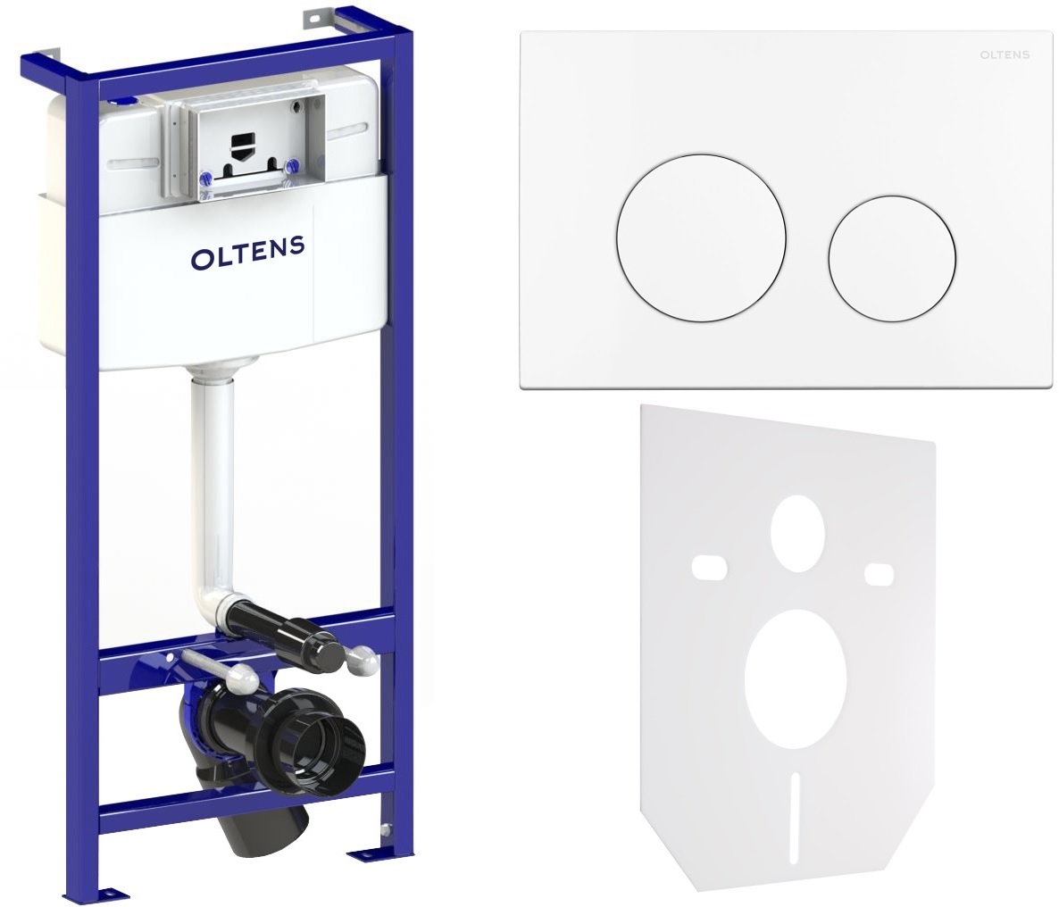 Set inbouwframe Oltens Triberg 50001000, spoelknop Oltens Lule 57102000, 49301000