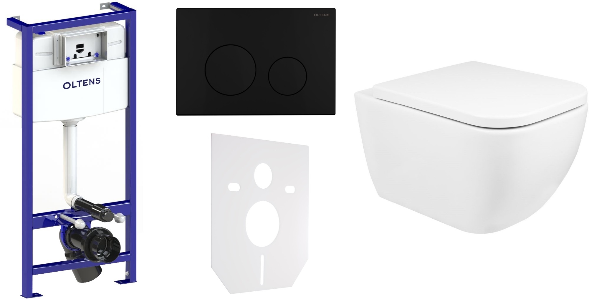Set toiletpot Oltens Vernal 42502000, inbouwframe Oltens Triberg 50001000, 45104000, 57104300, 49301000