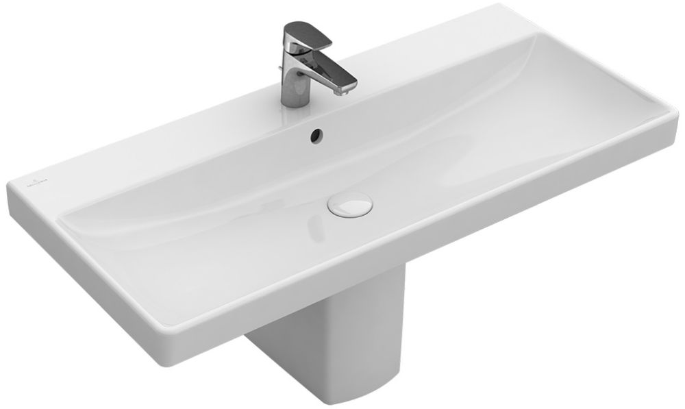 Villeroy & Boch Avento wastafel 100x47 cm rechthoekig klassiek-meubel wit glans 4156A5R1