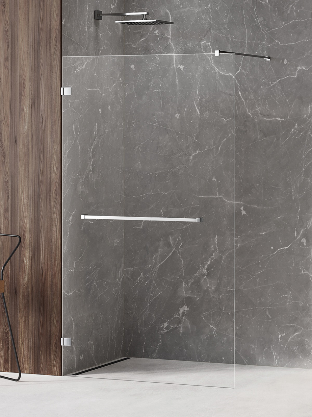 New Trendy Avexa inloopdouchewand 60 cm zwart glans/helder glas EXK-2514