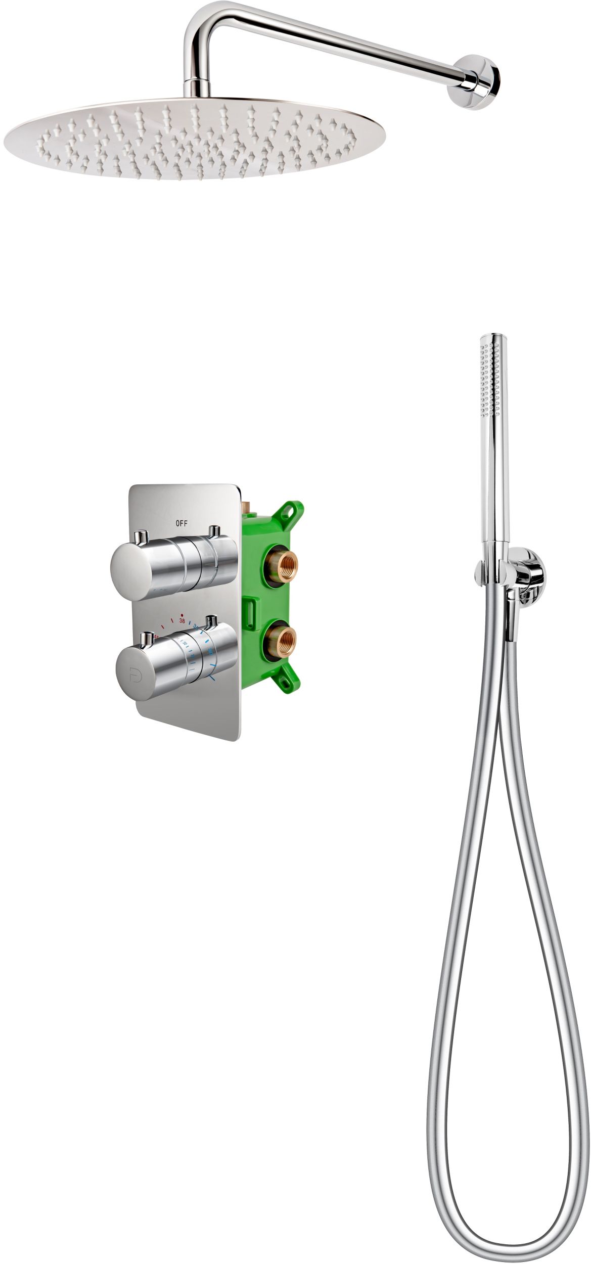 FDesign Stabilla doucheset inbouw met thermostaat met regendouche chroom FD1-TS07-7SET1-11