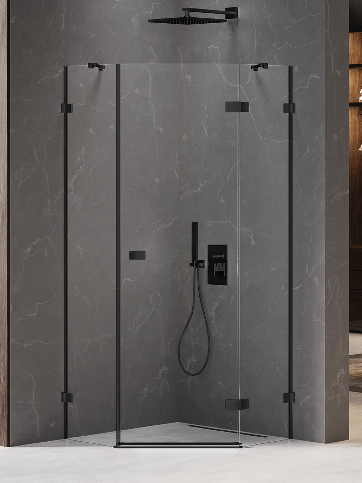 New Trendy Avexa Black douchecabine 80x80 cm zwart mat/helder glas EXK-3874