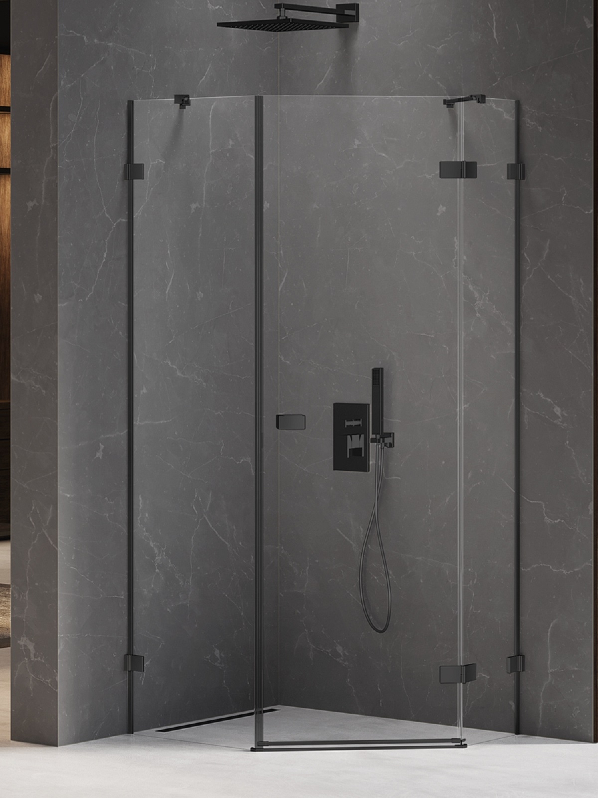 New Trendy Avexa Black douchecabine 100x80 cm zwart mat/helder glas EXK-3883