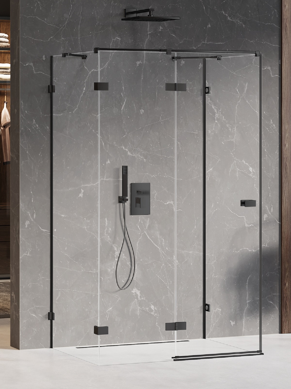 New Trendy Avexa Black douchecabine 110x110 cm vierkant zwart mat/helder glas EXK-2617
