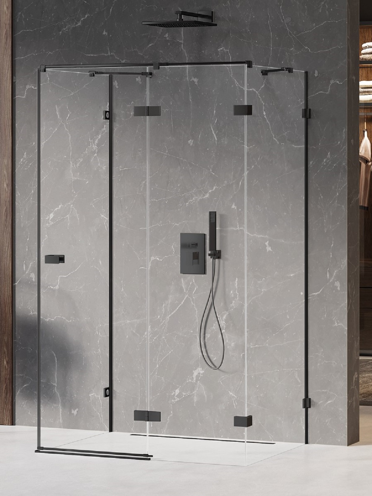 New Trendy Avexa Black douchecabine 110x90 cm rechthoekig zwart mat/helder glas EXK-2645