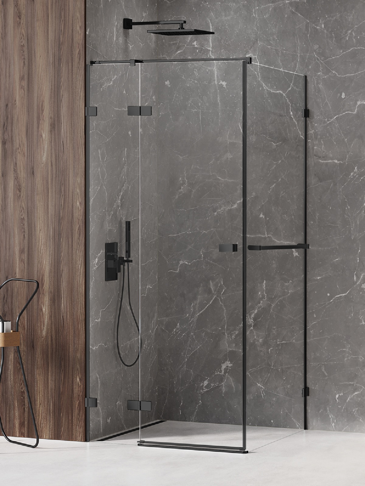 New Trendy Avexa Black douchecabine 100x70 cm rechthoekig zwart mat/helder glas EXK-2547