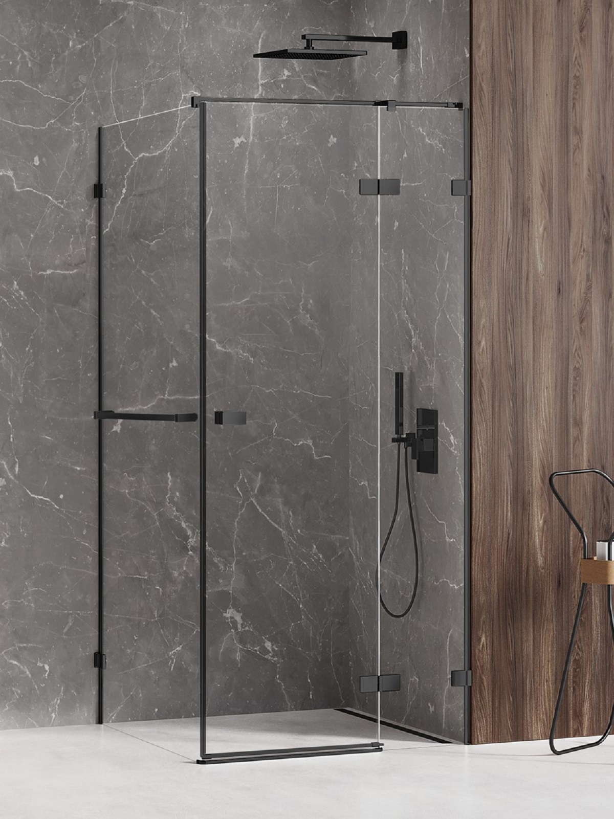 New Trendy Avexa Black douchecabine 110x110 cm vierkant zwart mat/helder glas EXK-2587