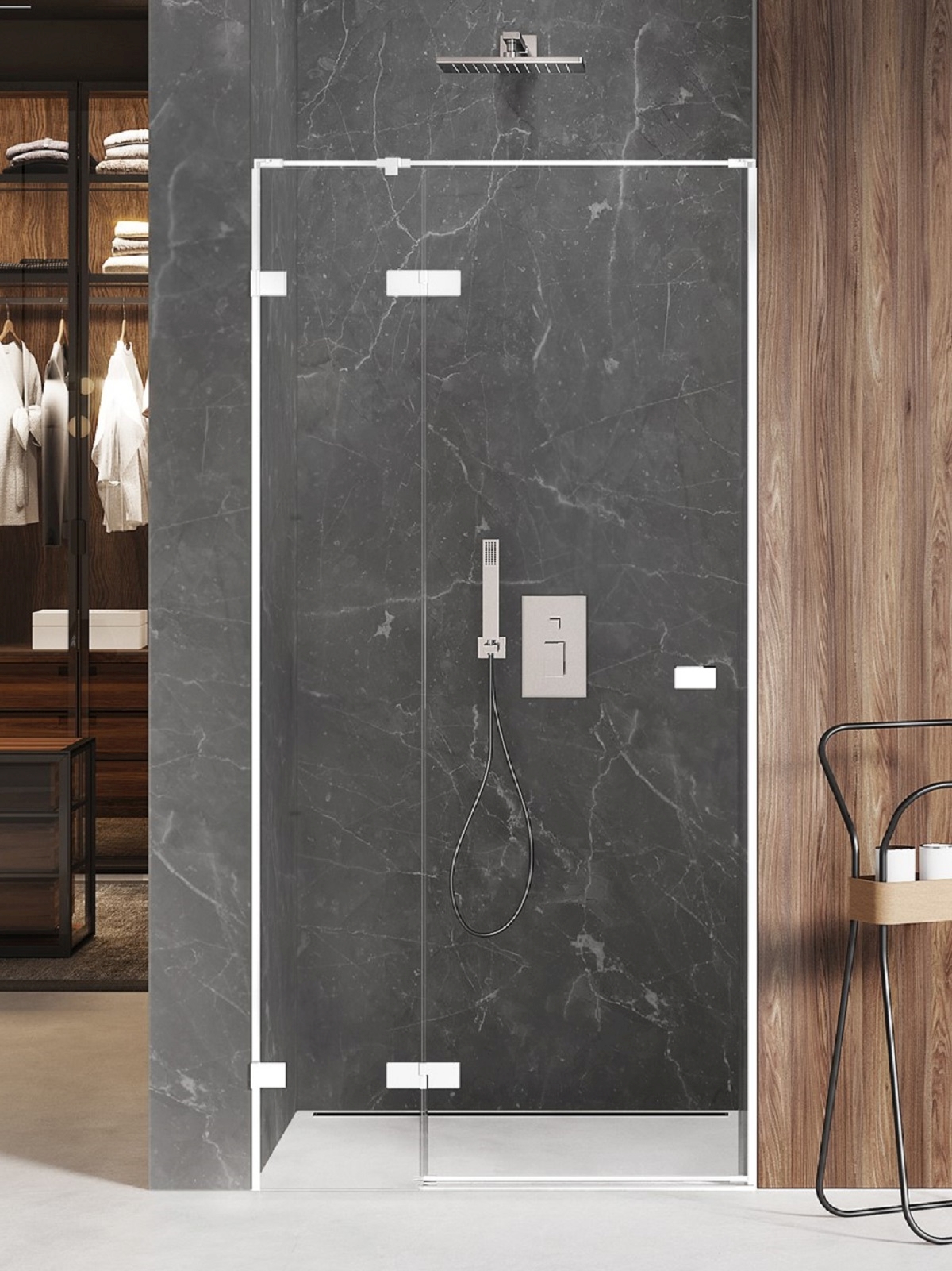 New Trendy Avexa White douchedeur 90 cm kantelbaar wit mat/helder glas EXK-2689