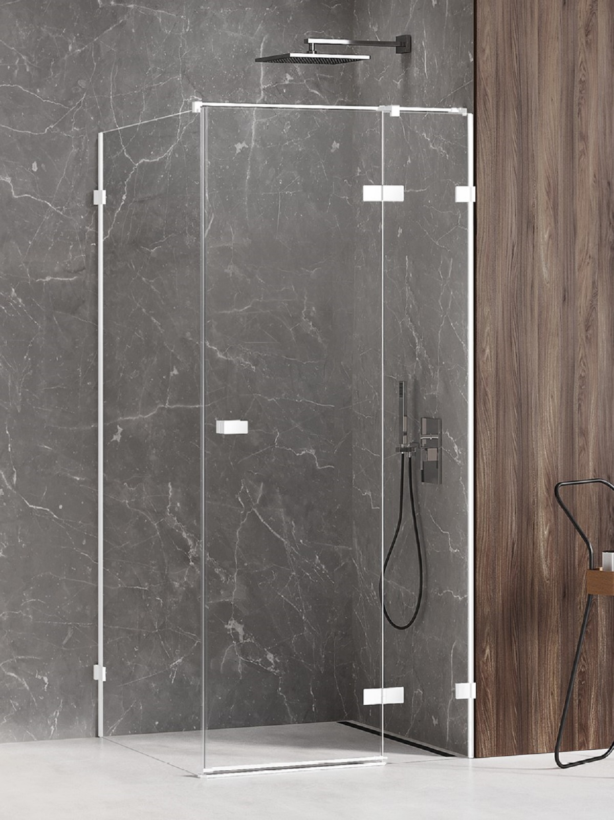 New Trendy Avexa White douchecabine 110x80 cm rechthoekig wit mat/helder glas EXK-2735
