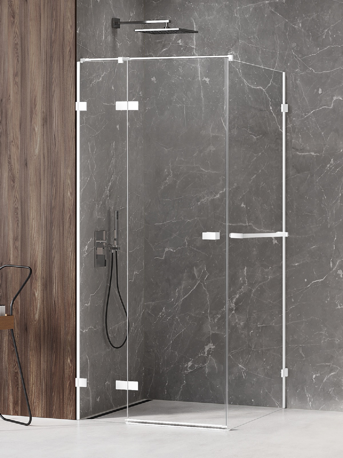 New Trendy Avexa White douchecabine 110x80 cm rechthoekig wit mat/helder glas EXK-2780
