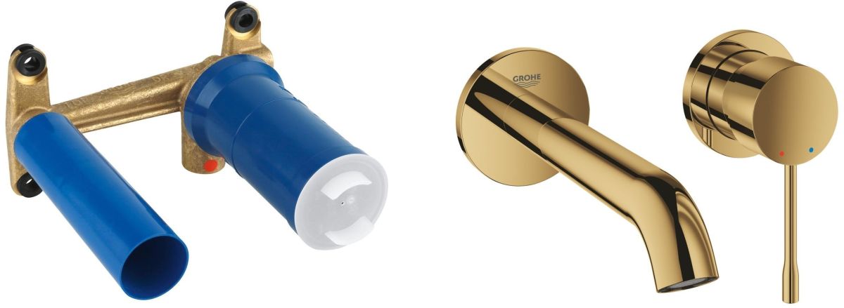 Set wastafelkraan Grohe Essence 19408GL1, inbouwelement kraan Grohe Eurostyle 23571000