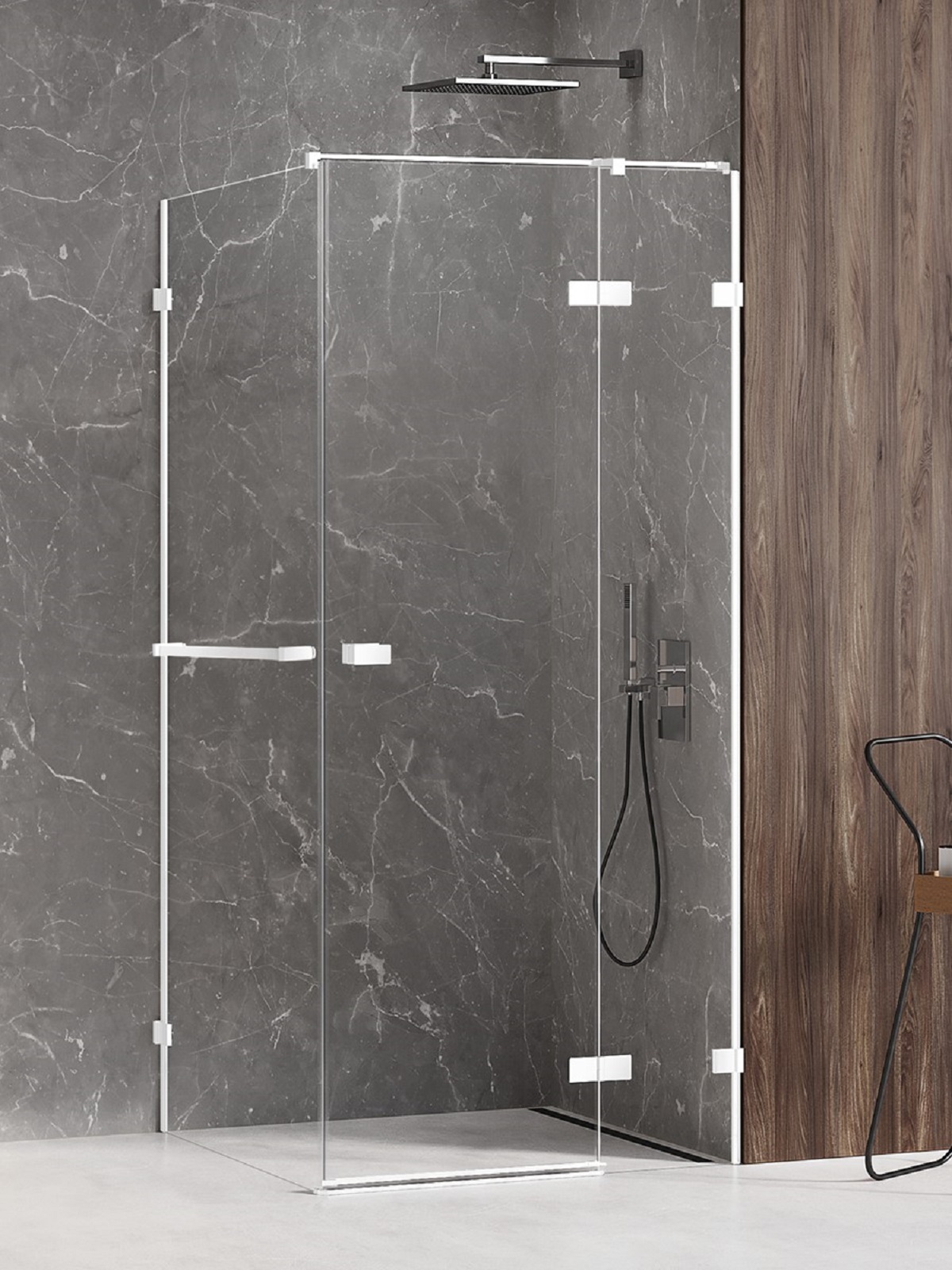 New Trendy Avexa White douchecabine 100x70 cm rechthoekig wit mat/helder glas EXK-2803