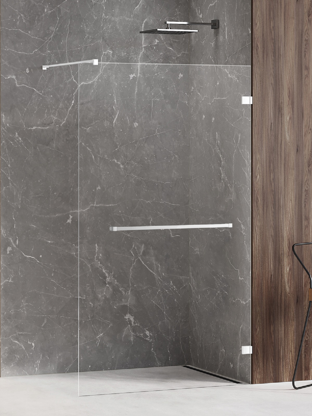 New Trendy Avexa White inloopdouchewand 140 cm wit mat/helder glas EXK-2947