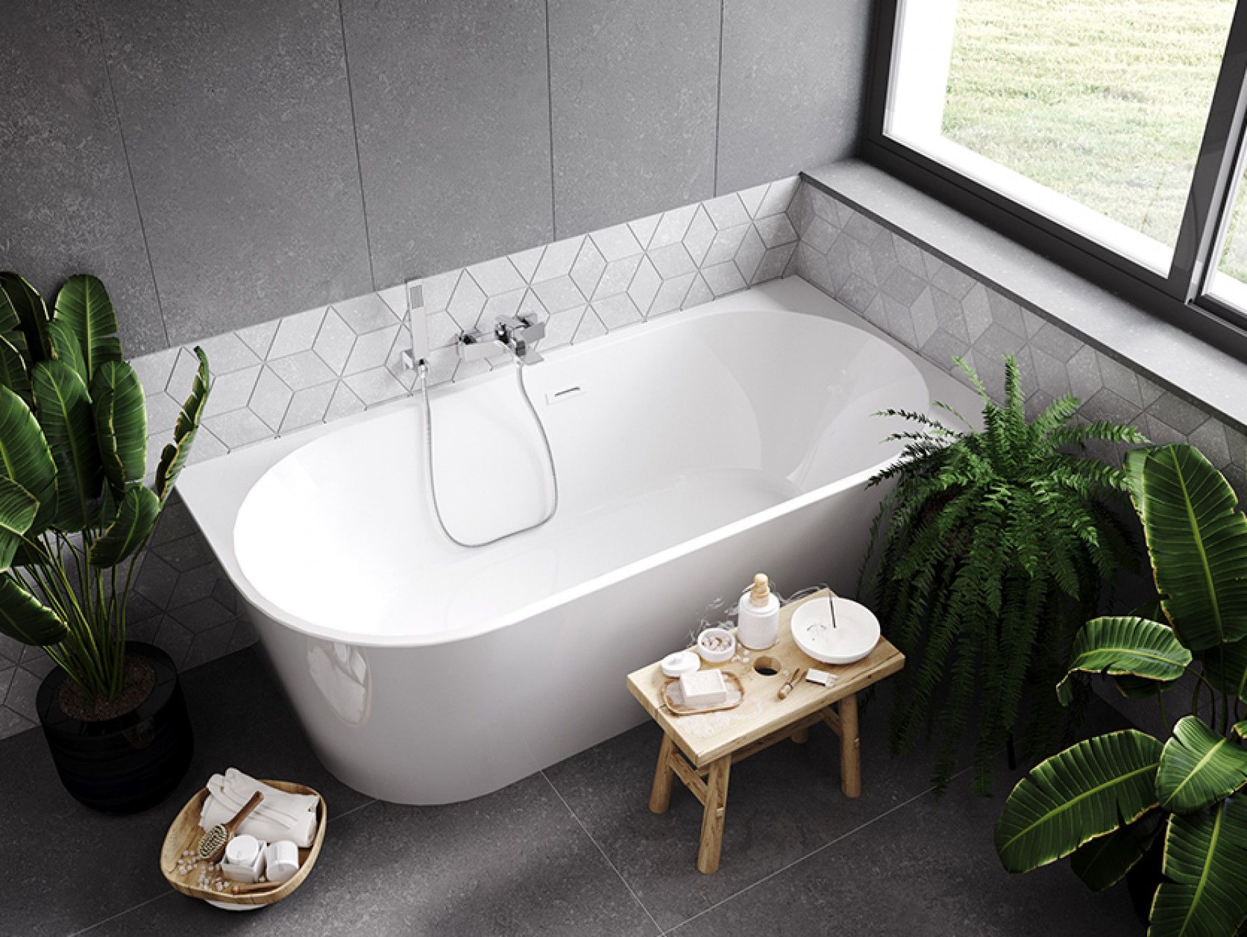 Besco Zoya aan de muur gemonteerd bad 170x80 cm rechthoekig wit #WAS-170-ZPG